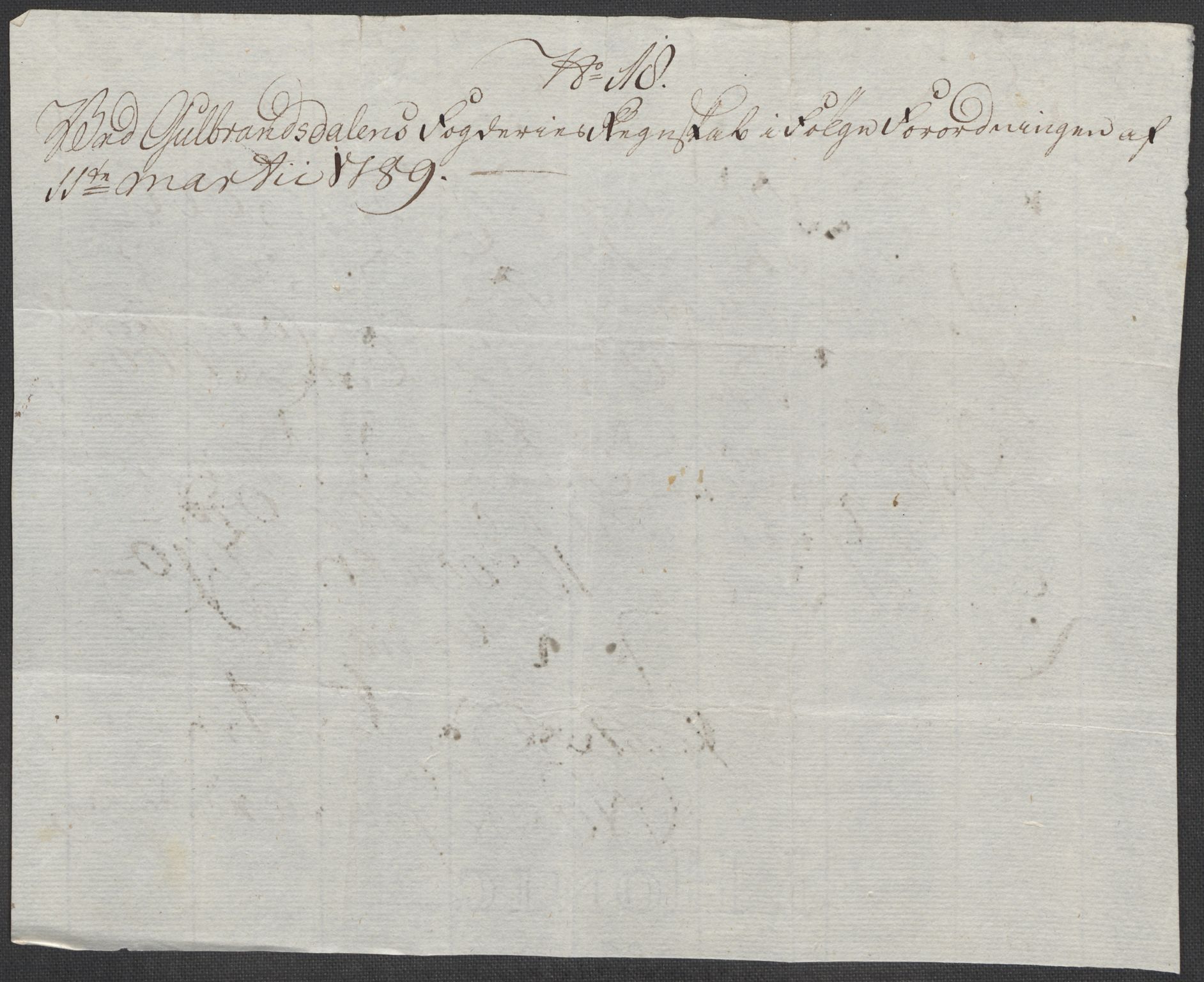 Rentekammeret inntil 1814, Reviderte regnskaper, Mindre regnskaper, AV/RA-EA-4068/Rf/Rfe/L0010: Fosen fogderi, Gudbrandsdalen fogderi, 1789, p. 151