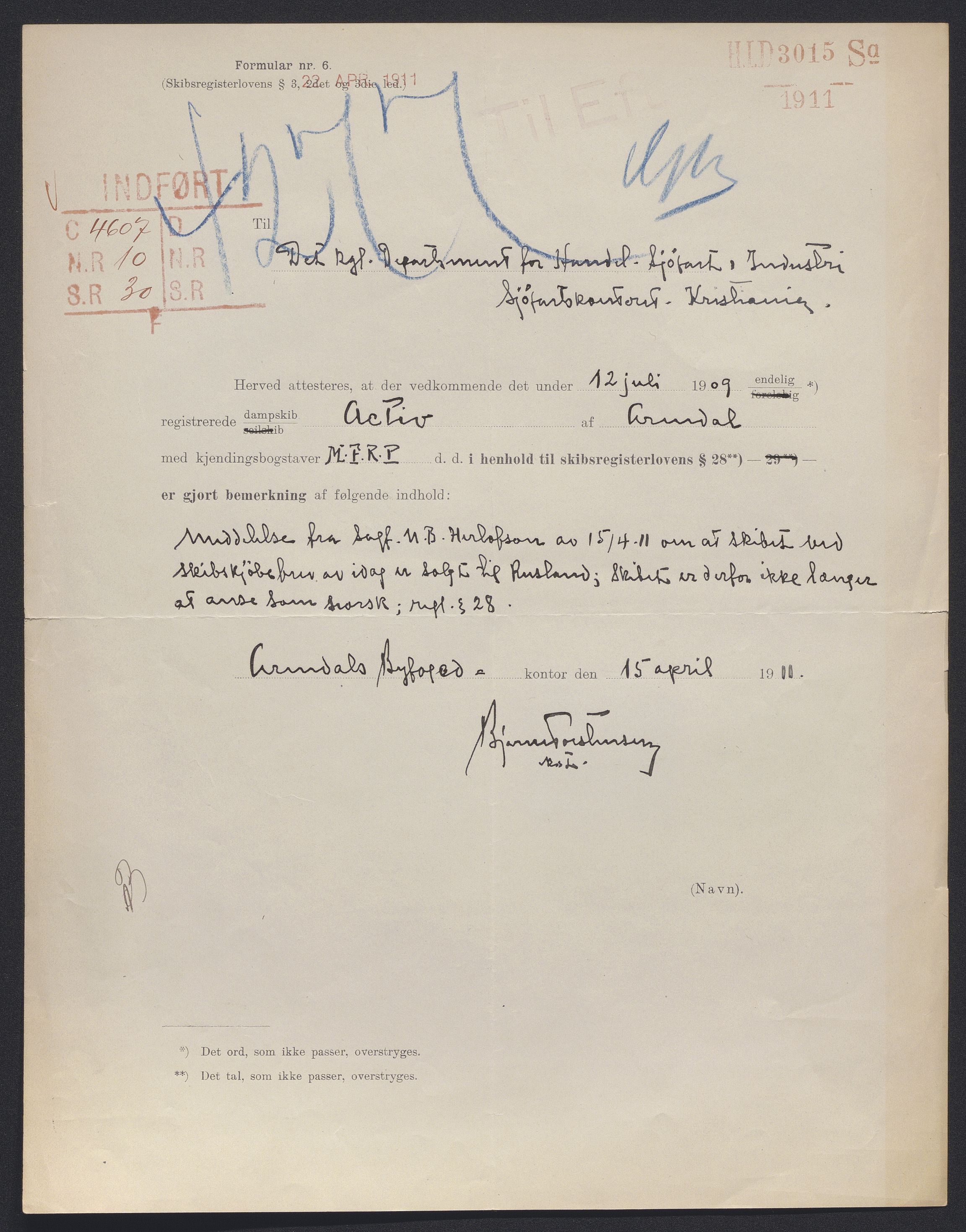 Sjøfartsdirektoratet med forløpere, skipsmapper slettede skip, AV/RA-S-4998/F/Fa/L0002: --, 1873-1923, p. 588