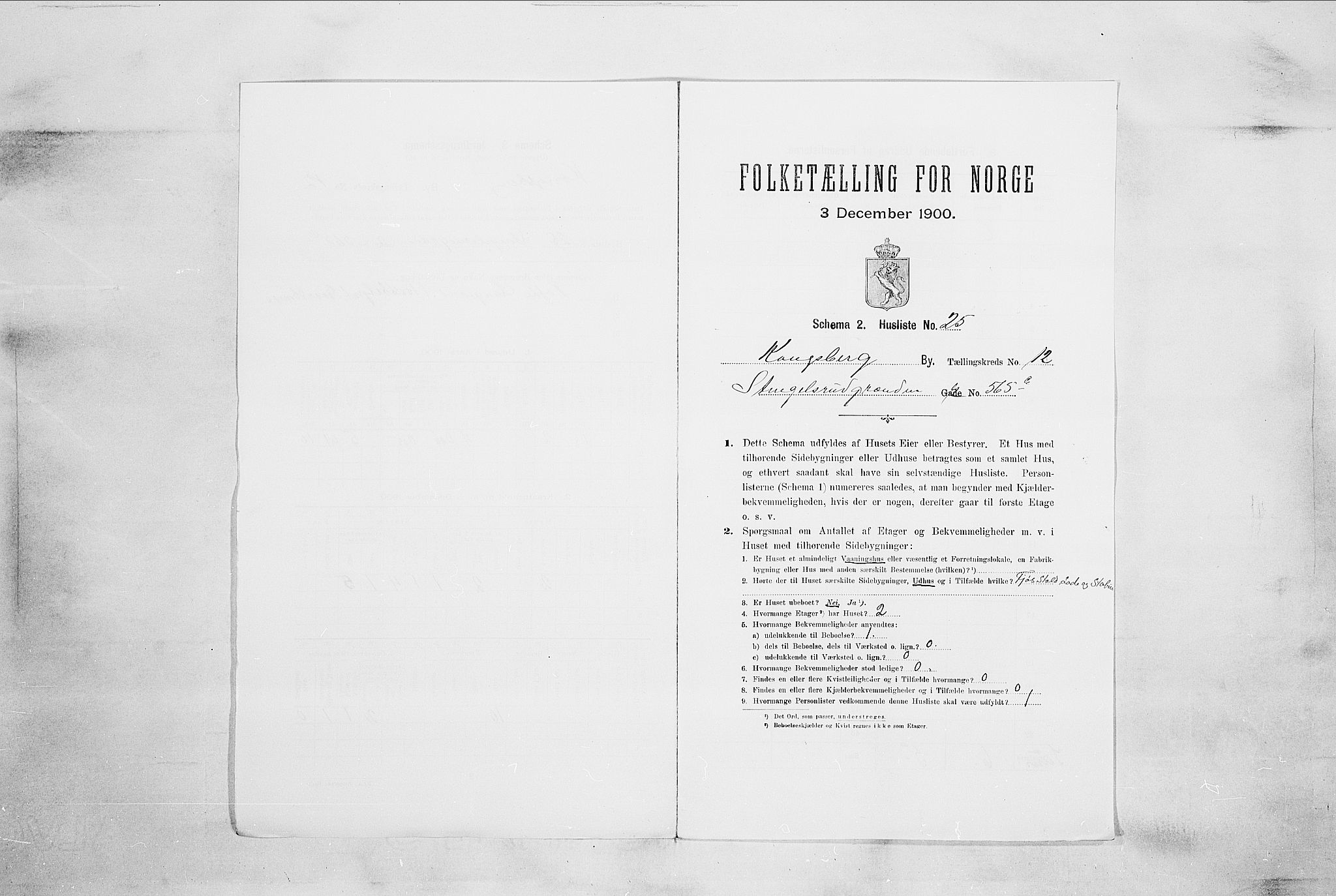 RA, 1900 census for Kongsberg, 1900, p. 2213