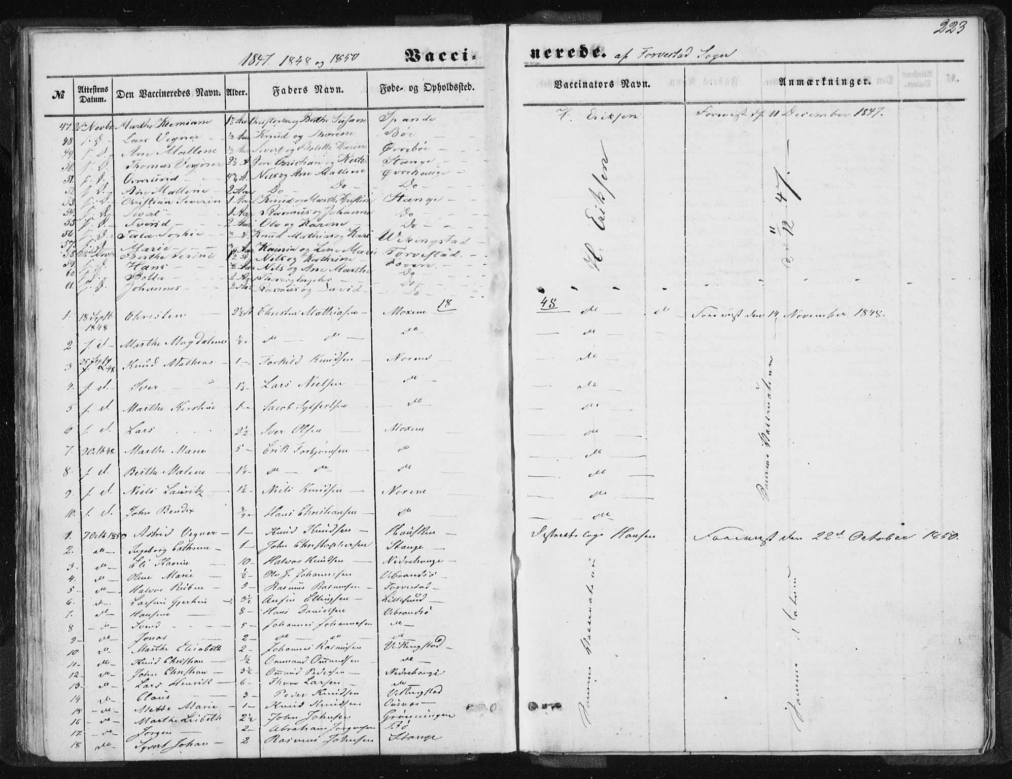 Torvastad sokneprestkontor, SAST/A -101857/H/Ha/Haa/L0008: Parish register (official) no. A 8, 1847-1856, p. 223