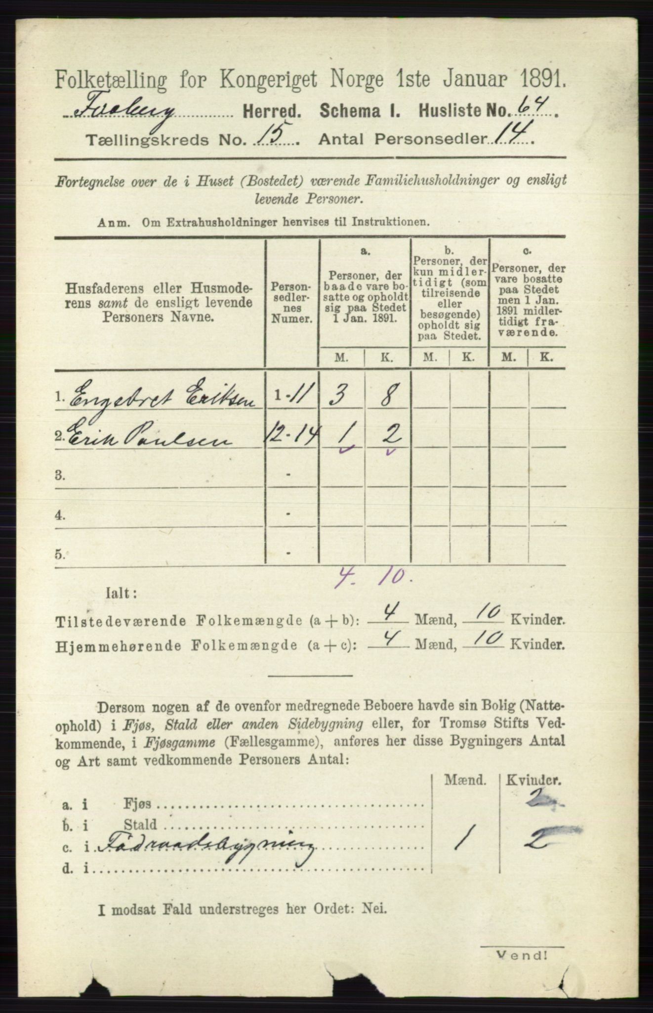 RA, 1891 census for 0524 Fåberg, 1891, p. 5898