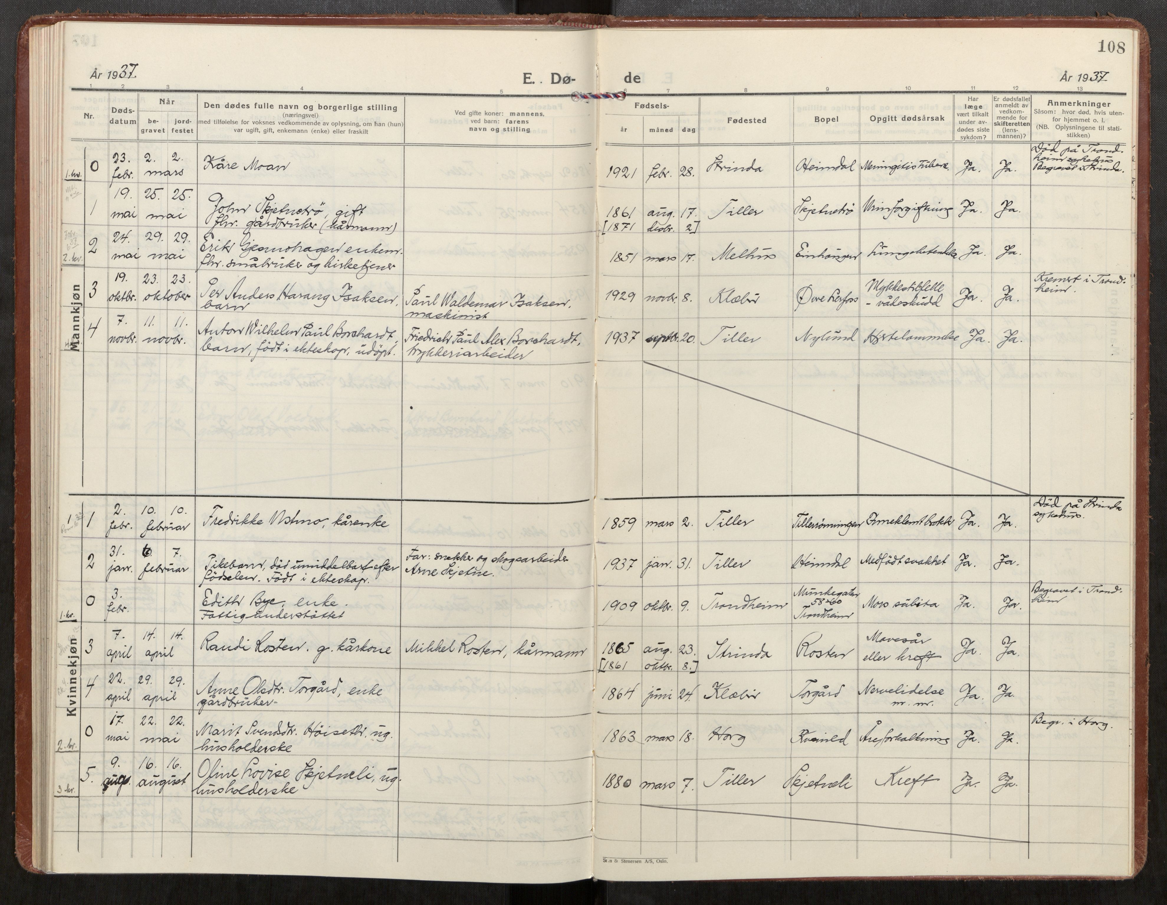 Klæbu sokneprestkontor, AV/SAT-A-1112: Parish register (official) no. 4, 1925-1943, p. 108