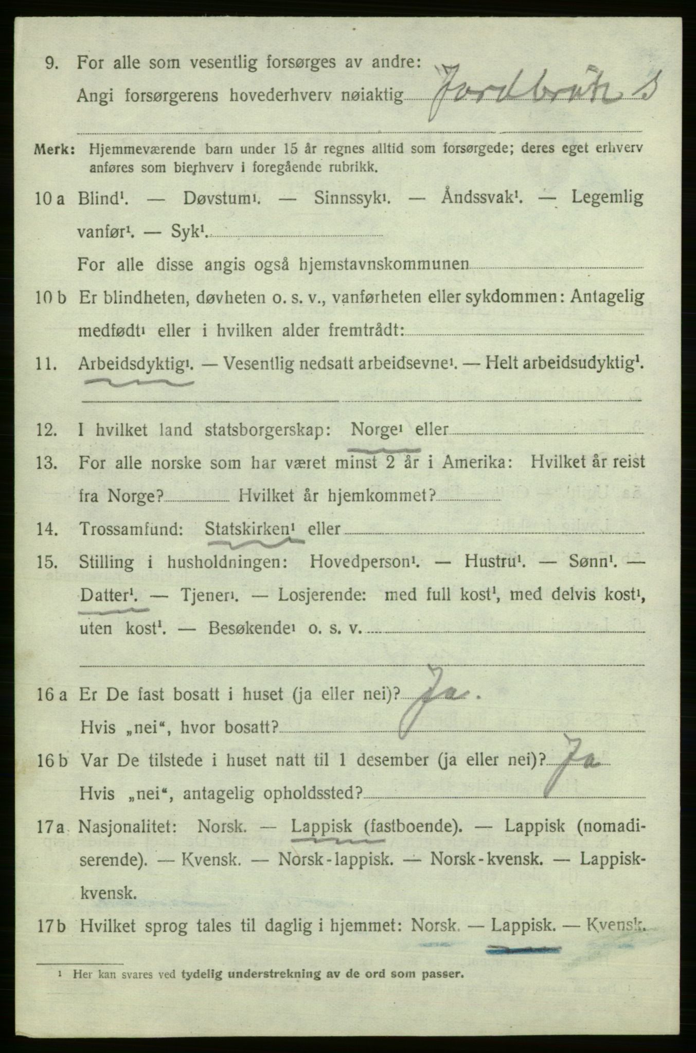 SATØ, 1920 census for Polmak, 1920, p. 242