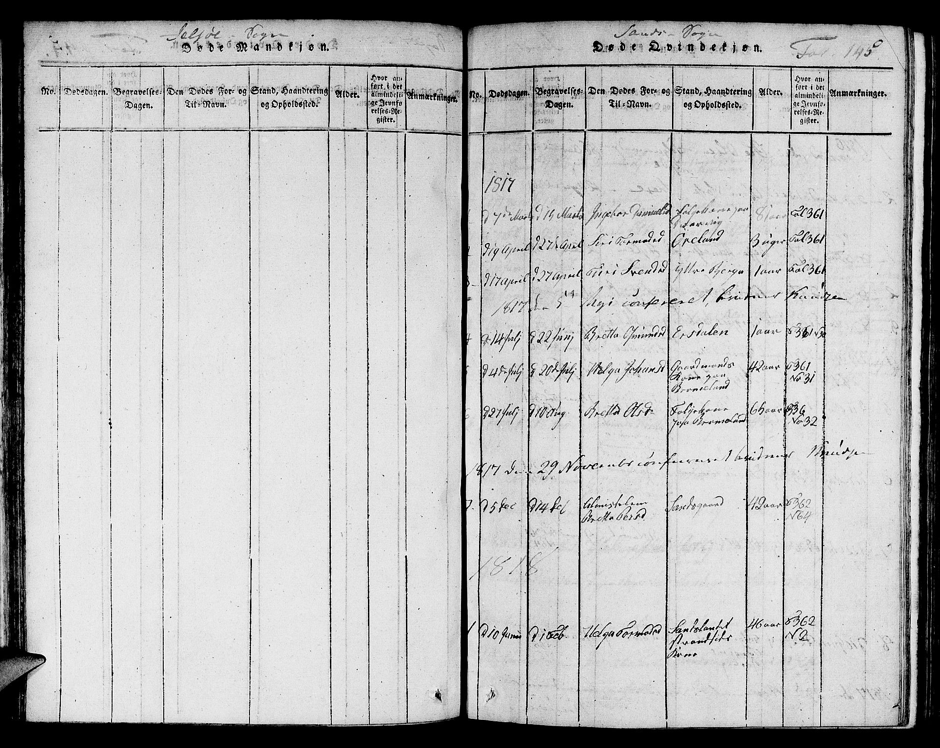 Jelsa sokneprestkontor, SAST/A-101842/01/V: Parish register (copy) no. B 1 /2, 1816-1828, p. 145