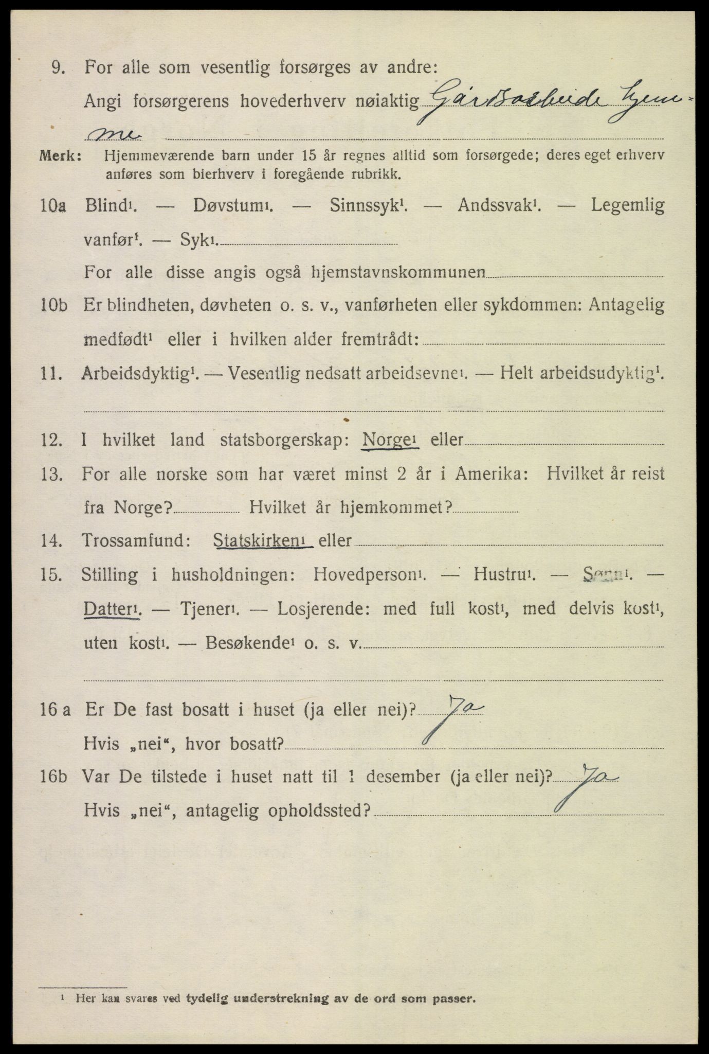 SAH, 1920 census for Nord-Fron, 1920, p. 2729