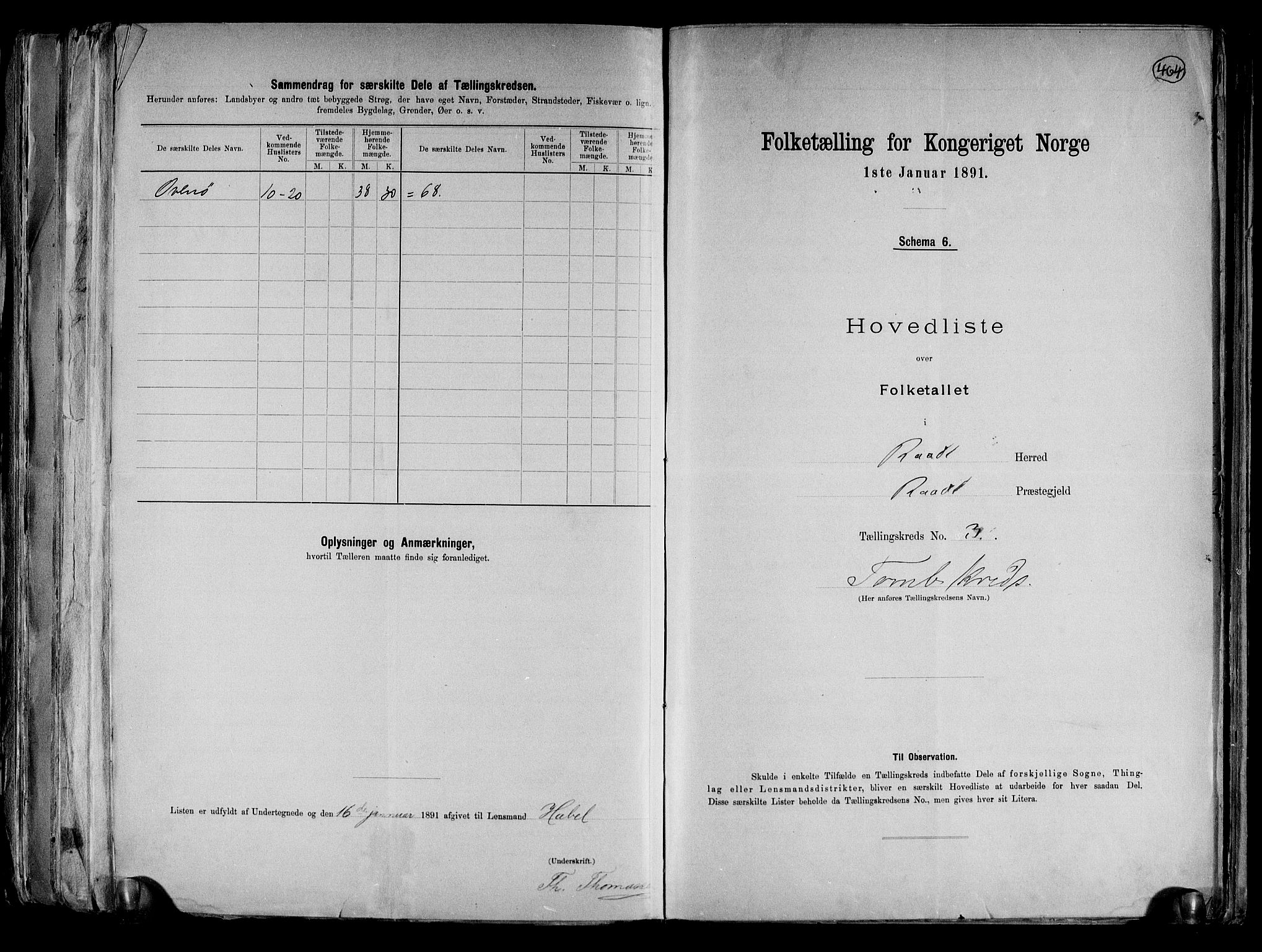 RA, 1891 census for 0135 Råde, 1891, p. 8