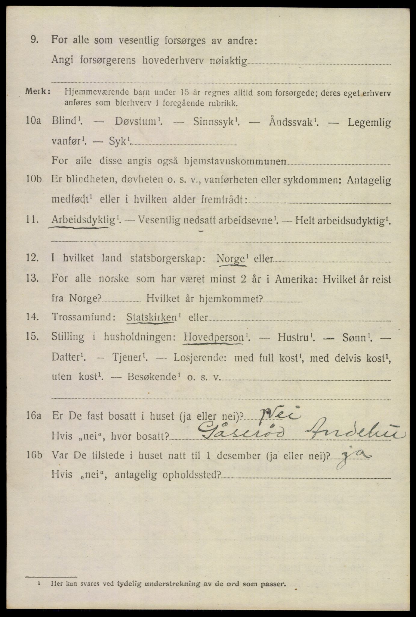 SAKO, 1920 census for Andebu, 1920, p. 5337