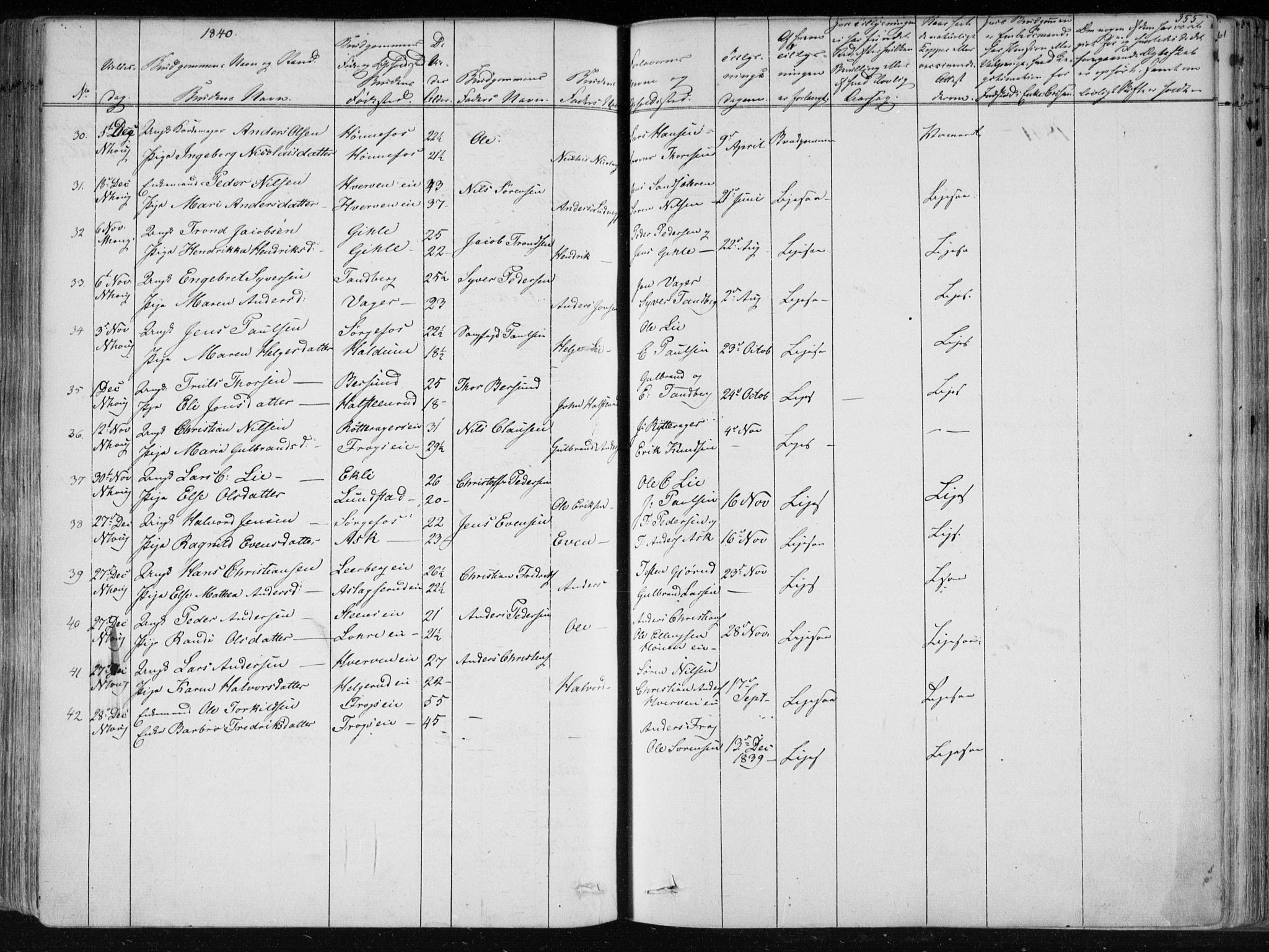 Norderhov kirkebøker, SAKO/A-237/F/Fa/L0010: Parish register (official) no. 10, 1837-1847, p. 355