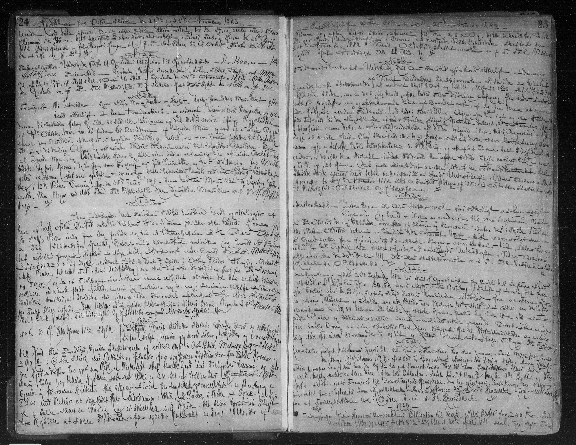 Valdres sorenskriveri, AV/SAH-TING-016/H/Hb/Hba/L0017: Mortgage book no. 17, 1882-1886, p. 24-25