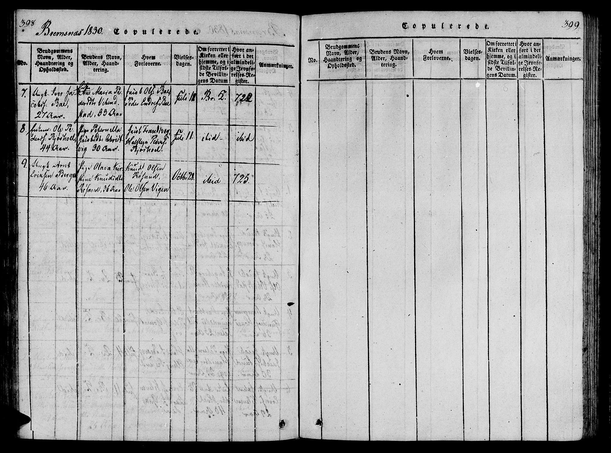 Ministerialprotokoller, klokkerbøker og fødselsregistre - Møre og Romsdal, SAT/A-1454/568/L0800: Parish register (official) no. 568A09 /2, 1820-1830, p. 398-399