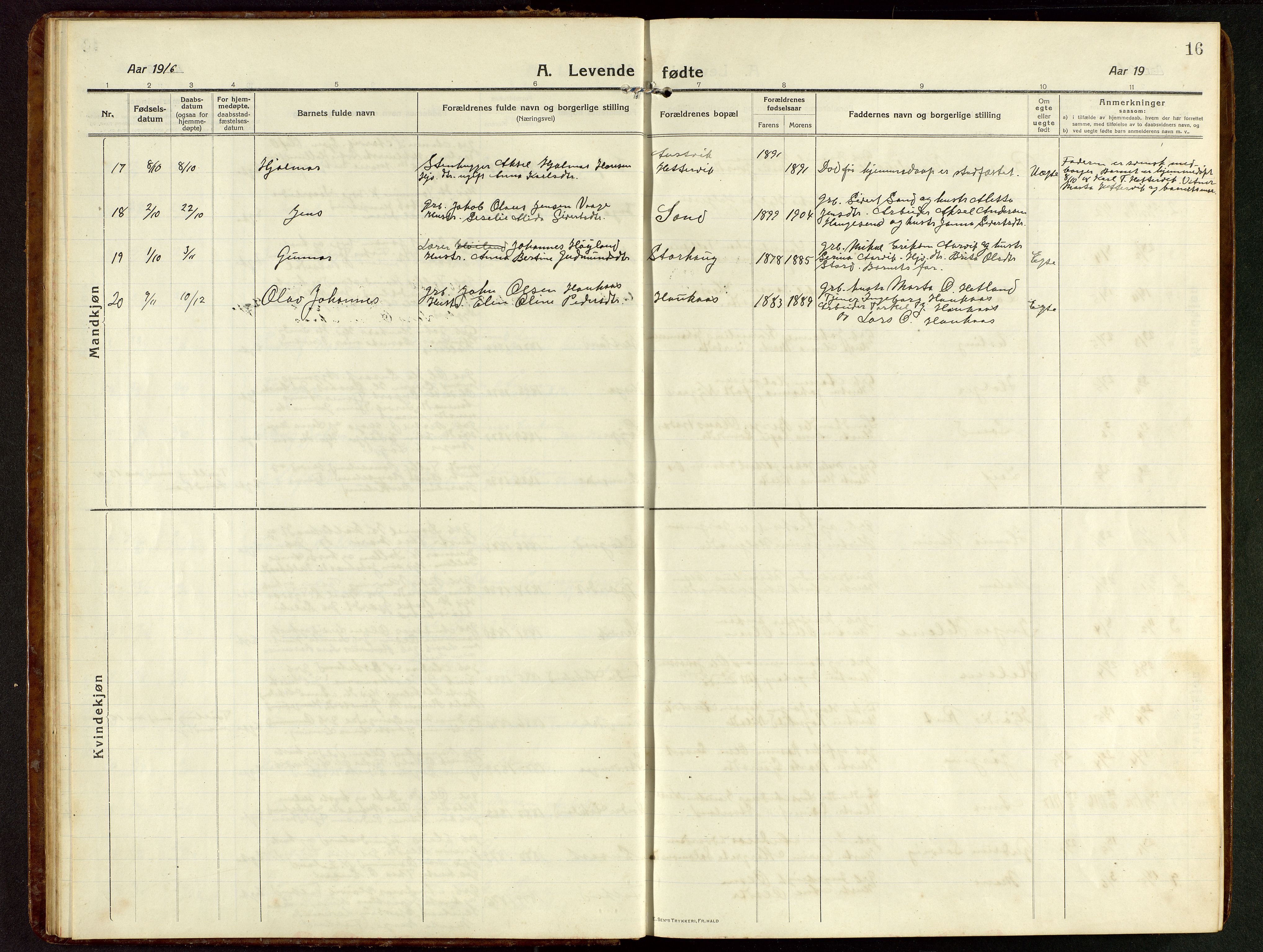 Tysvær sokneprestkontor, AV/SAST-A -101864/H/Ha/Hab/L0011: Parish register (copy) no. B 11, 1913-1946, p. 16