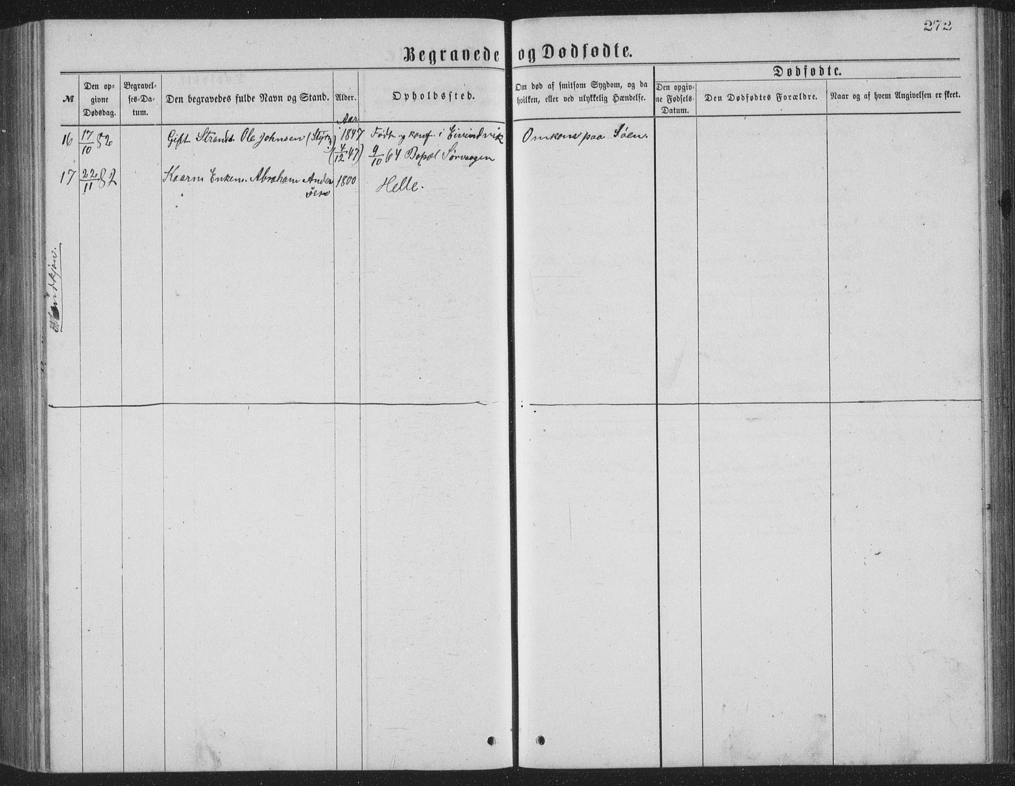 Ministerialprotokoller, klokkerbøker og fødselsregistre - Nordland, AV/SAT-A-1459/886/L1225: Parish register (copy) no. 886C02, 1874-1896, p. 272