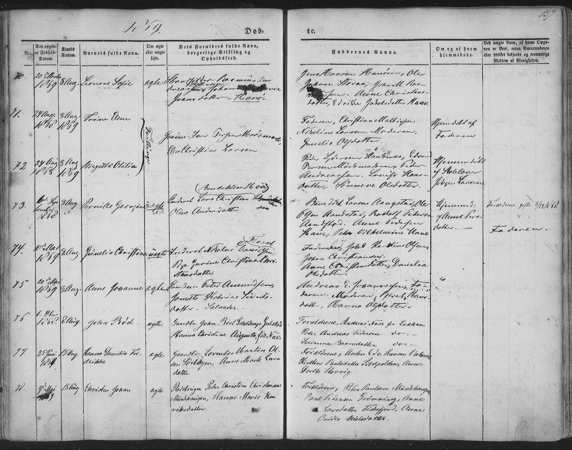 Ministerialprotokoller, klokkerbøker og fødselsregistre - Nordland, SAT/A-1459/888/L1241: Parish register (official) no. 888A07, 1849-1869, p. 157