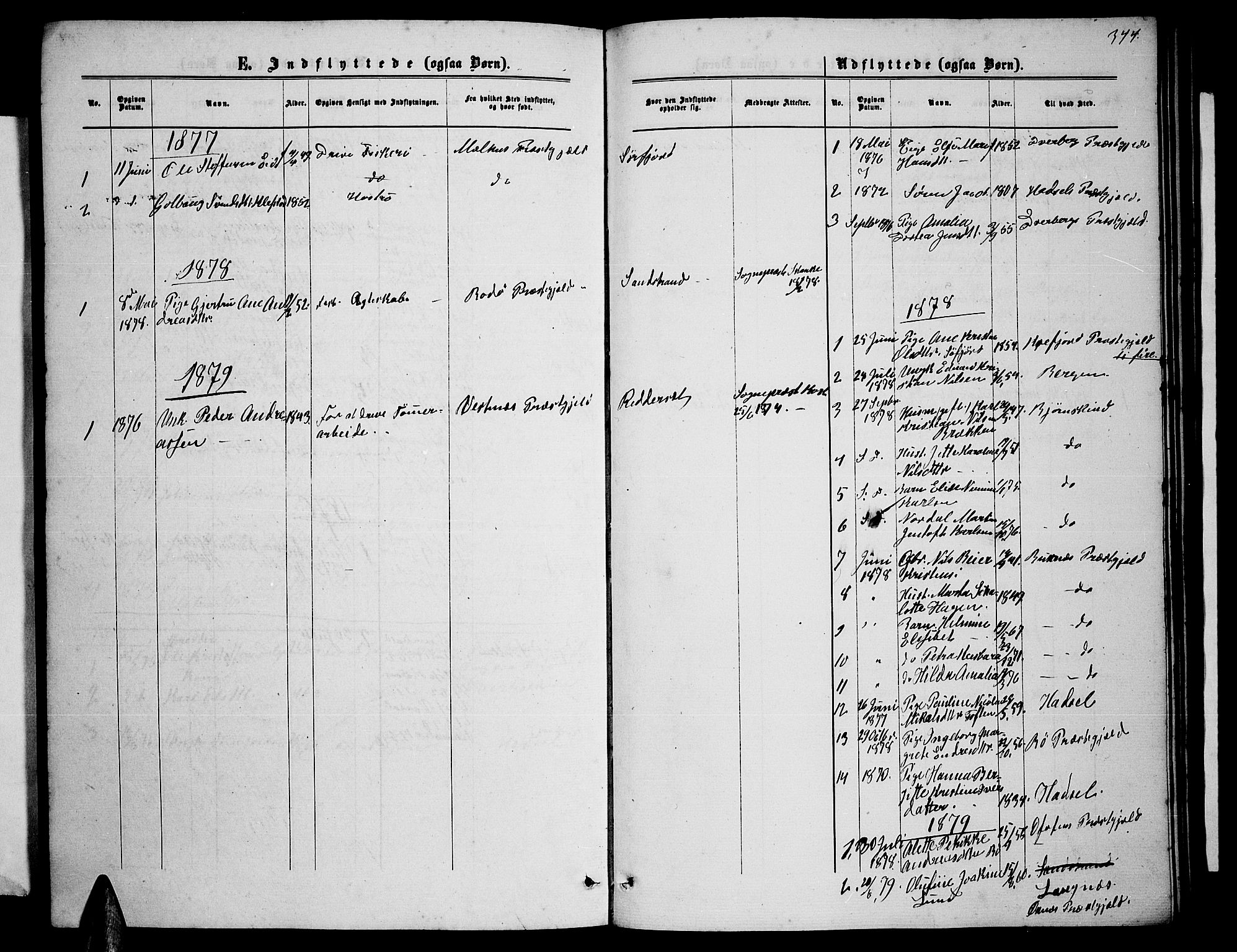 Ministerialprotokoller, klokkerbøker og fødselsregistre - Nordland, AV/SAT-A-1459/895/L1381: Parish register (copy) no. 895C03, 1864-1885, p. 344