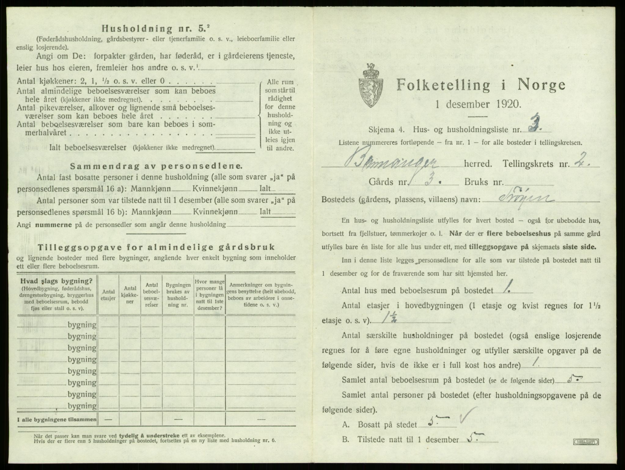 SAB, 1920 census for Bremanger, 1920, p. 178