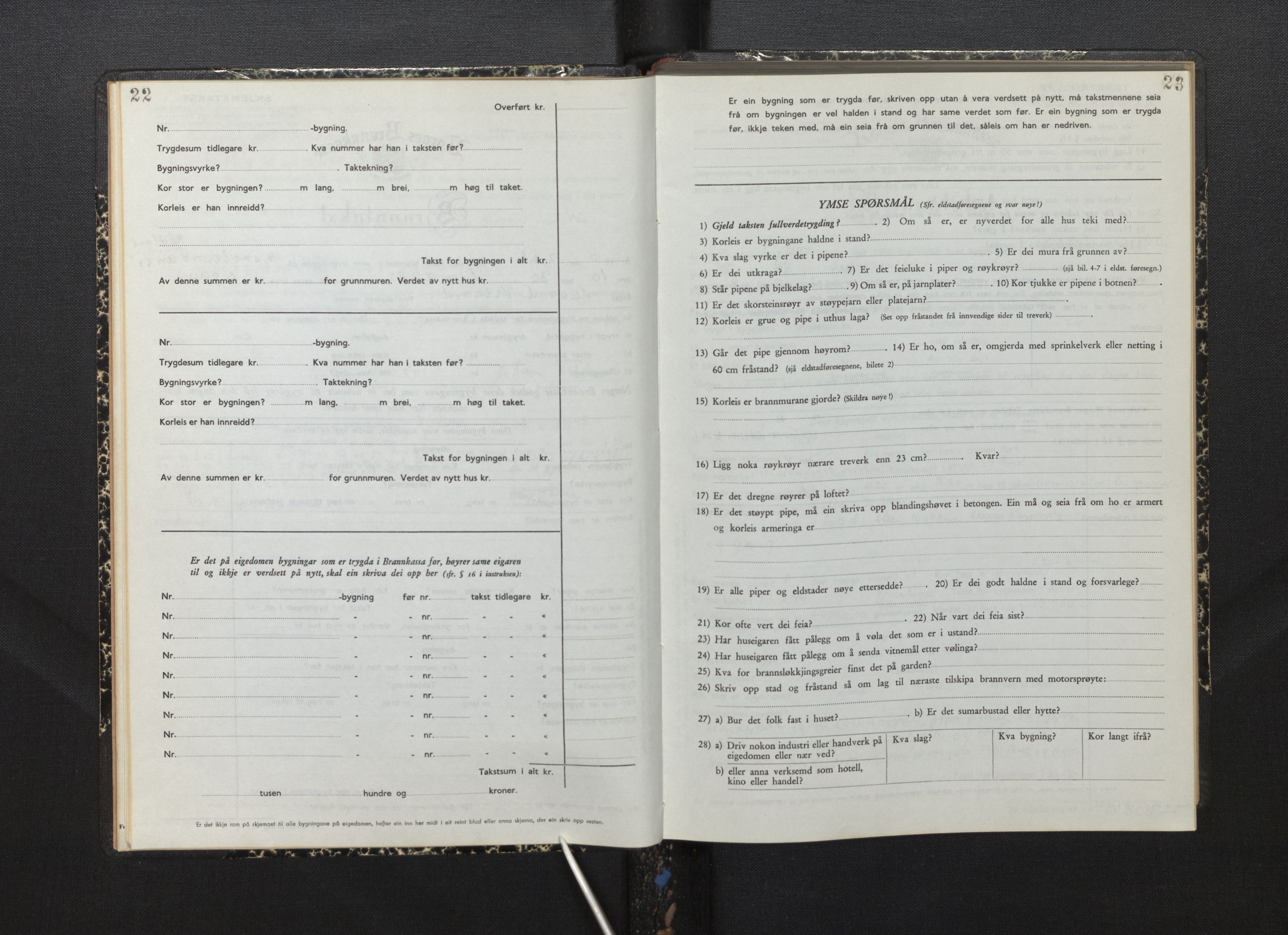 Lensmannen i Lindås, AV/SAB-A-33501/0012/L0002: Branntakstprotokoll skjematakst, 1949-1955, p. 22-23