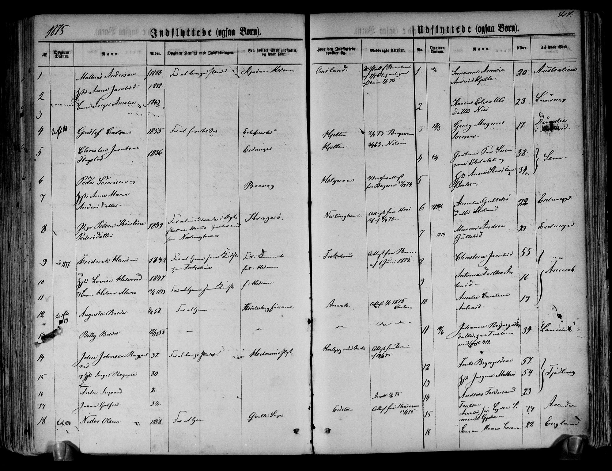 Brunlanes kirkebøker, SAKO/A-342/F/Fa/L0005: Parish register (official) no. I 5, 1862-1877, p. 414