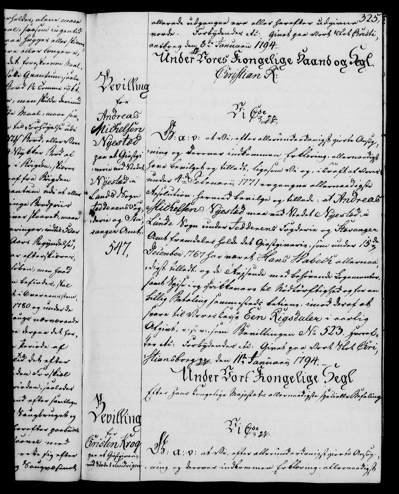 Rentekammeret, Kammerkanselliet, RA/EA-3111/G/Gg/Gga/L0015: Norsk ekspedisjonsprotokoll med register (merket RK 53.15), 1790-1791, p. 325
