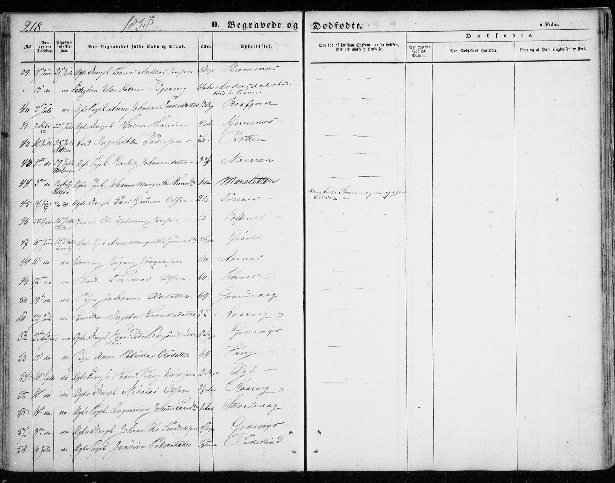 Lenvik sokneprestembete, SATØ/S-1310/H/Ha/Haa/L0007kirke: Parish register (official) no. 7, 1855-1865, p. 218