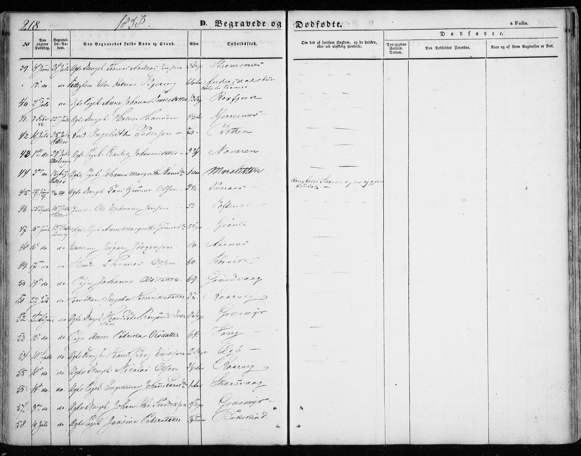 Lenvik sokneprestembete, AV/SATØ-S-1310/H/Ha/Haa/L0007kirke: Parish register (official) no. 7, 1855-1865, p. 218