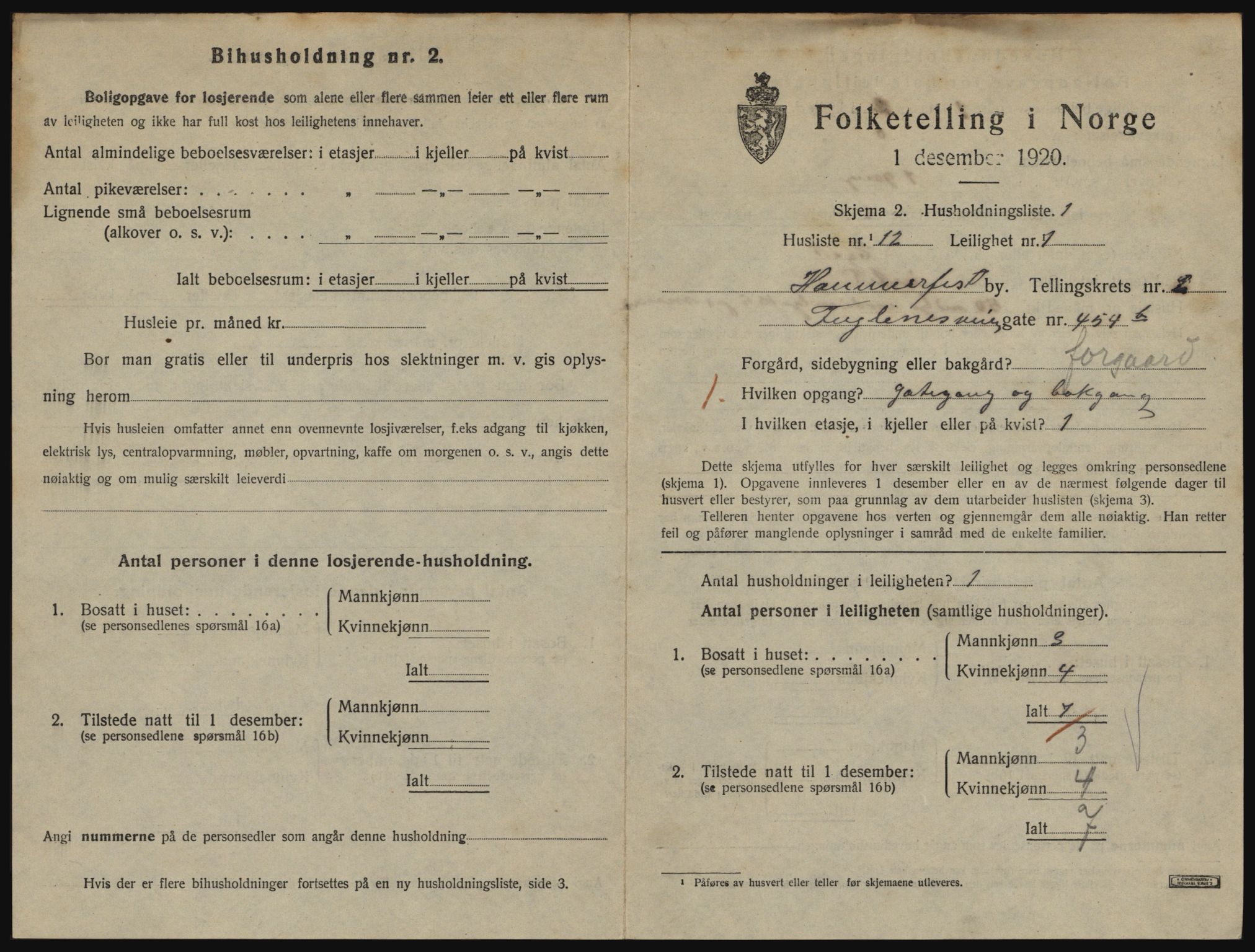 SATØ, 1920 census for Hammerfest, 1920, p. 1920