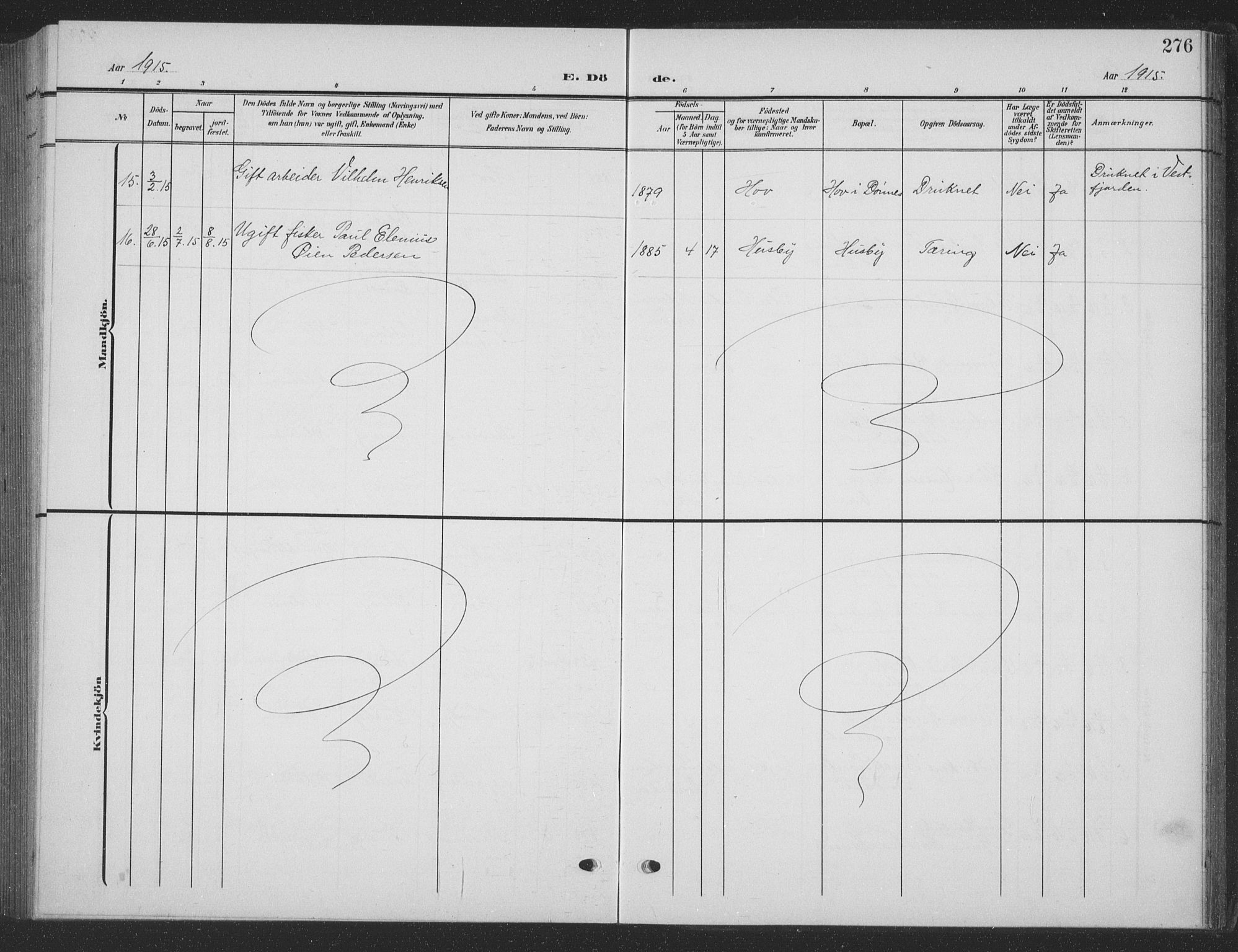 Ministerialprotokoller, klokkerbøker og fødselsregistre - Nordland, AV/SAT-A-1459/835/L0533: Parish register (copy) no. 835C05, 1906-1939, p. 276