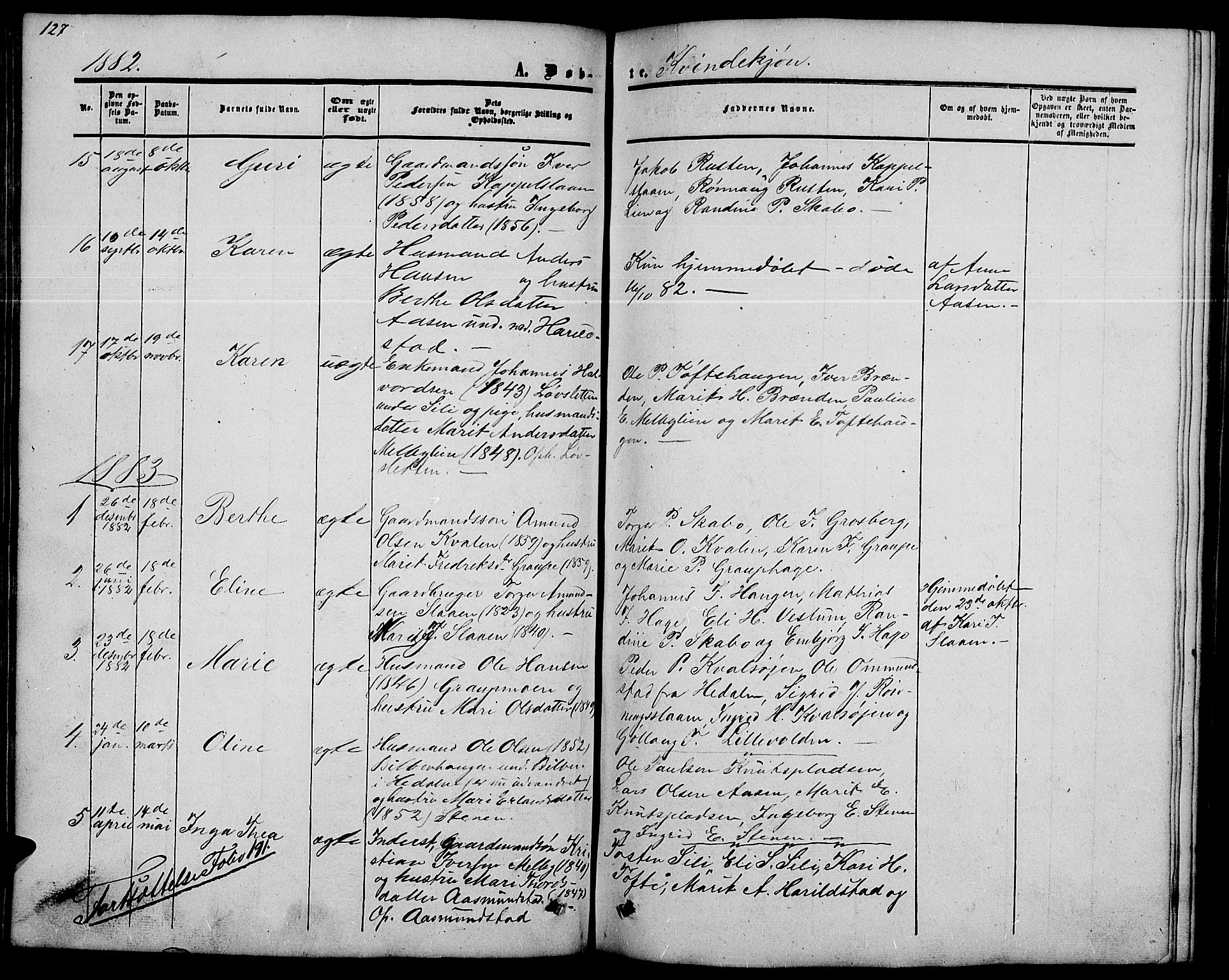Nord-Fron prestekontor, SAH/PREST-080/H/Ha/Hab/L0002: Parish register (copy) no. 2, 1851-1883, p. 128