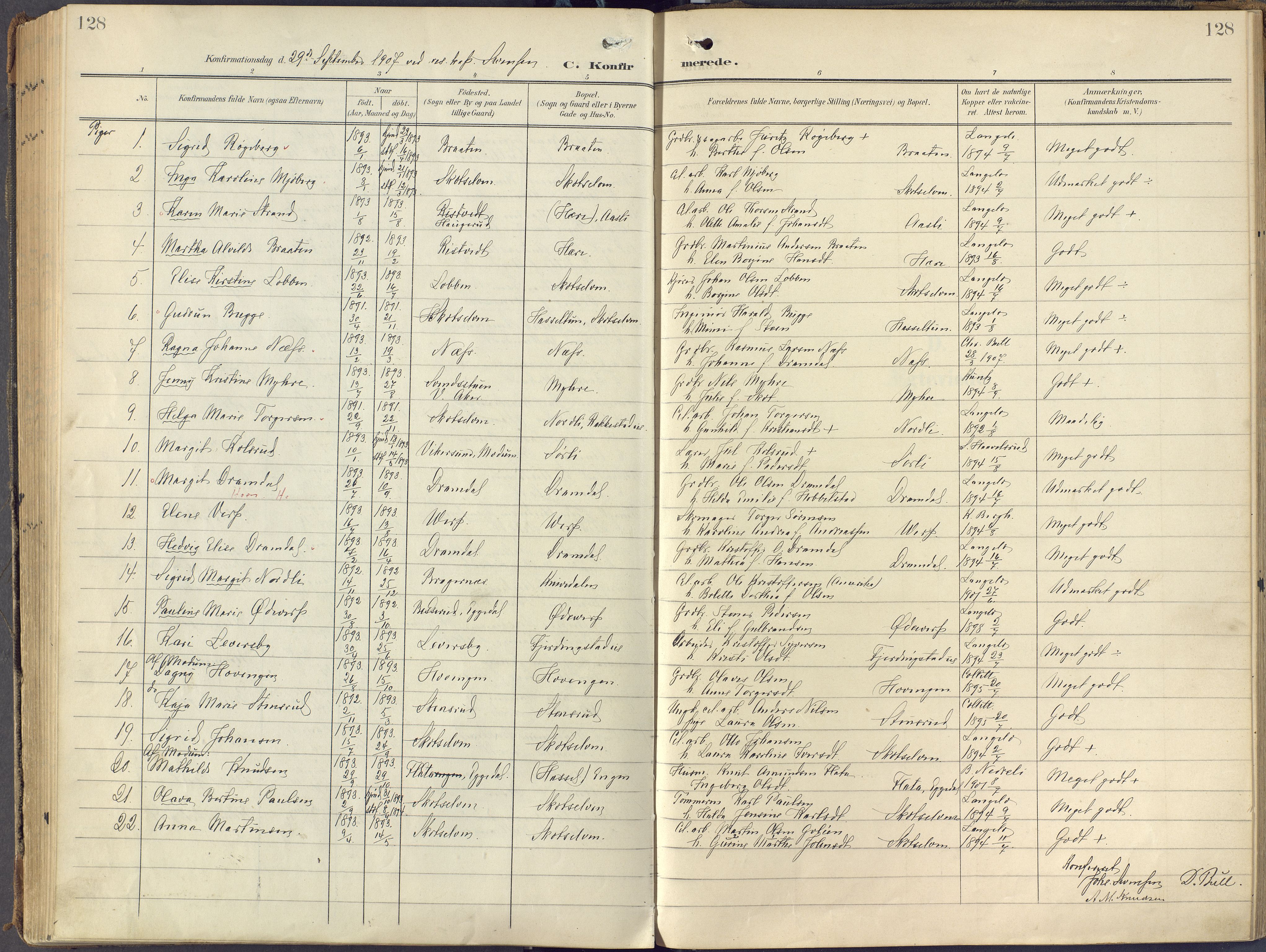 Eiker kirkebøker, SAKO/A-4/F/Fc/L0004: Parish register (official) no. III 4, 1900-1919, p. 128