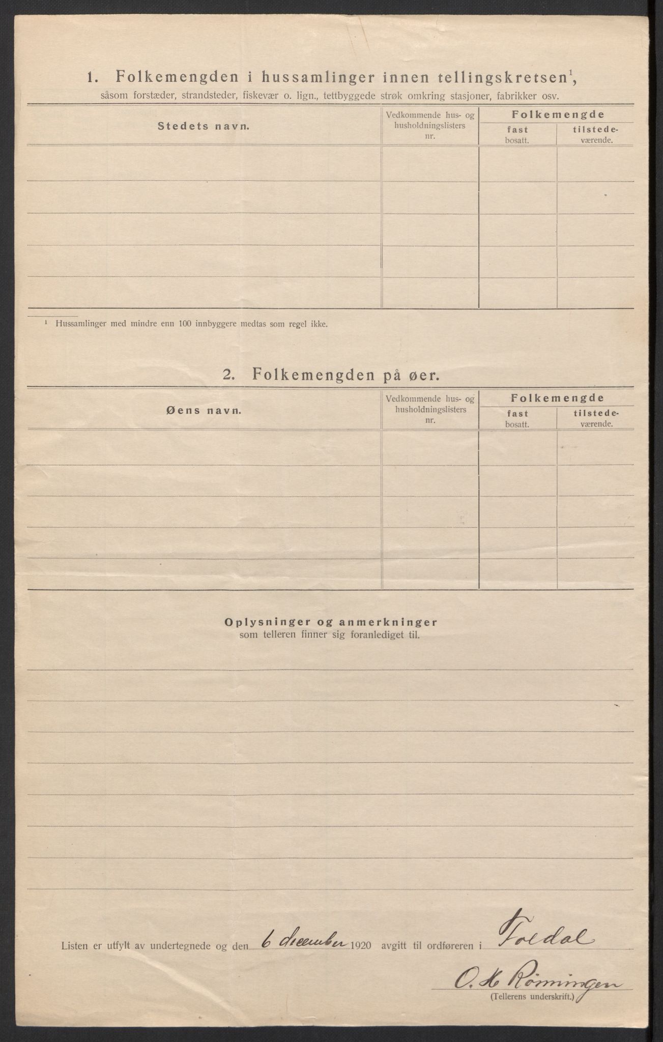 SAH, 1920 census for Folldal, 1920, p. 11