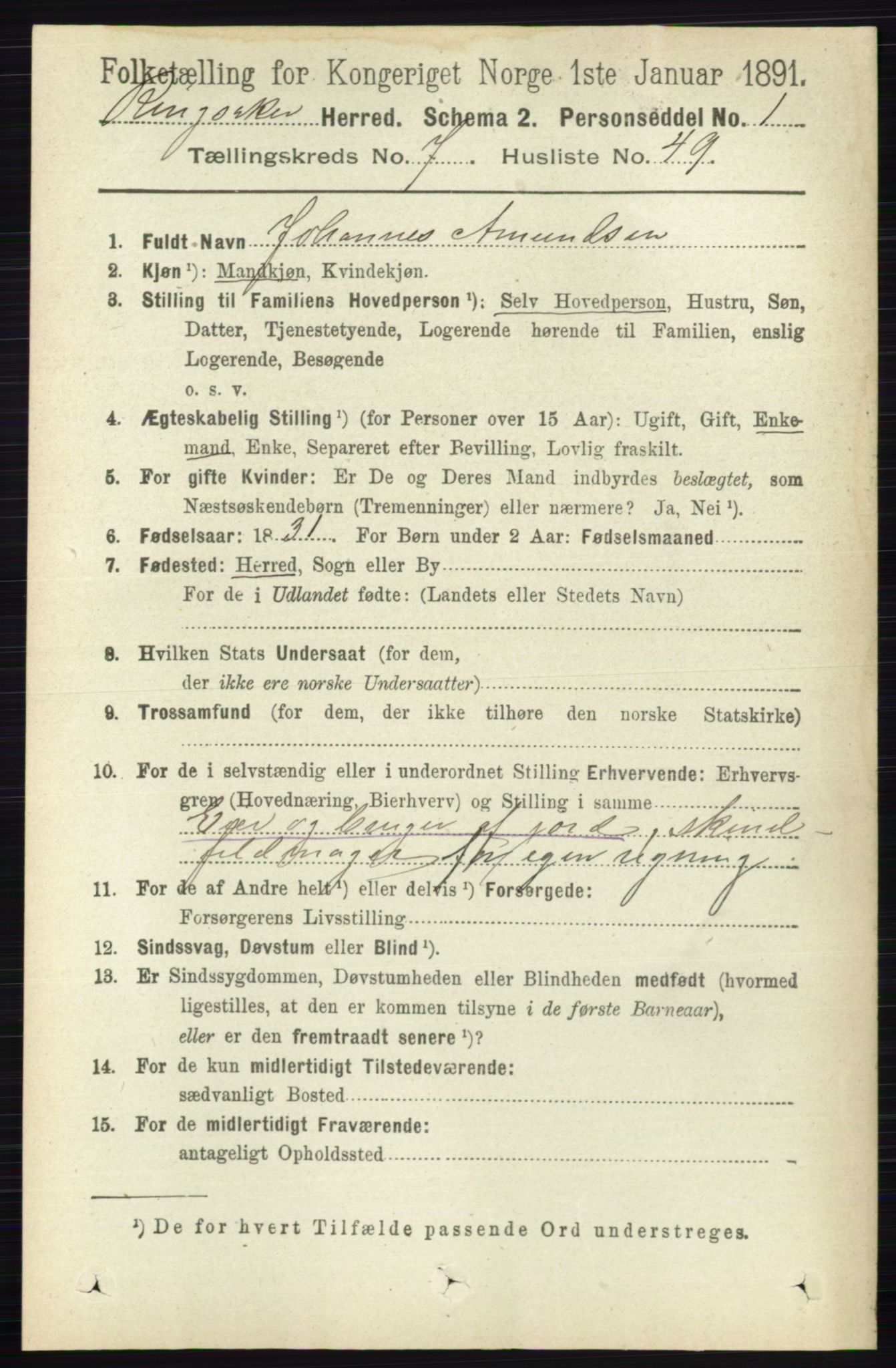 RA, 1891 census for 0412 Ringsaker, 1891, p. 4224