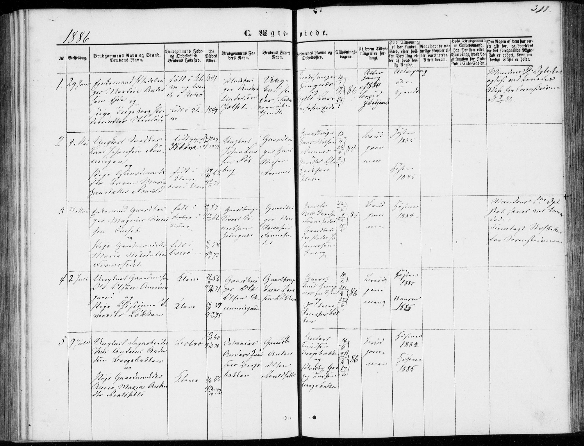Ministerialprotokoller, klokkerbøker og fødselsregistre - Møre og Romsdal, SAT/A-1454/557/L0681: Parish register (official) no. 557A03, 1869-1886, p. 318