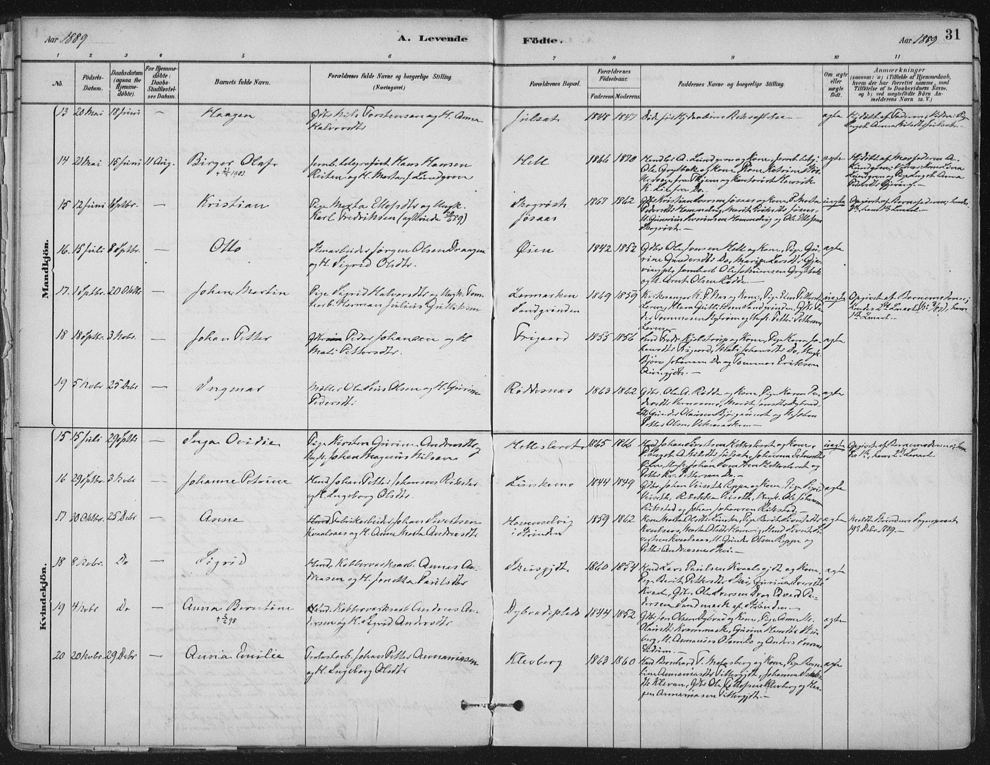 Ministerialprotokoller, klokkerbøker og fødselsregistre - Nord-Trøndelag, AV/SAT-A-1458/710/L0095: Parish register (official) no. 710A01, 1880-1914, p. 31