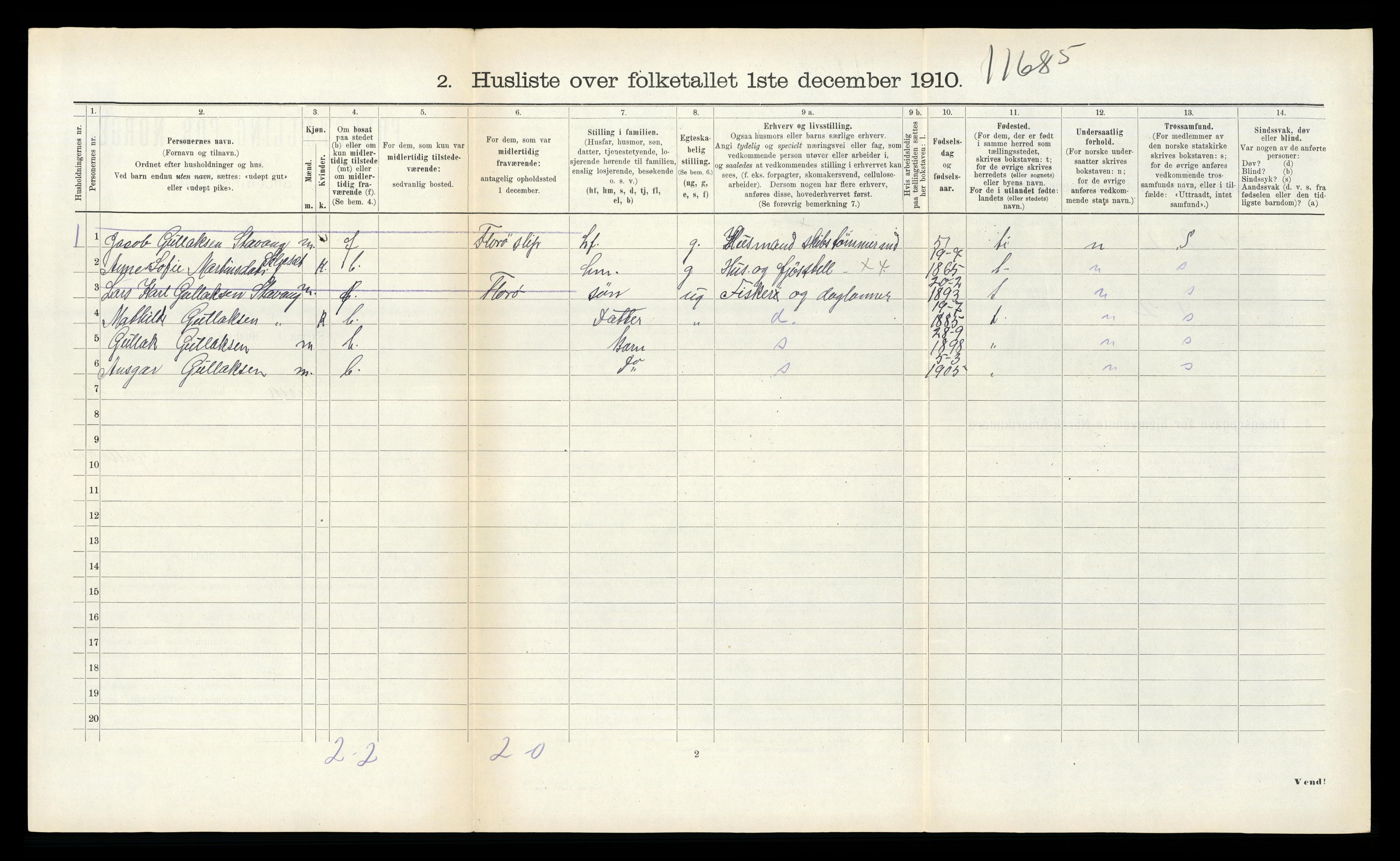 RA, 1910 census for Kinn, 1910, p. 1139