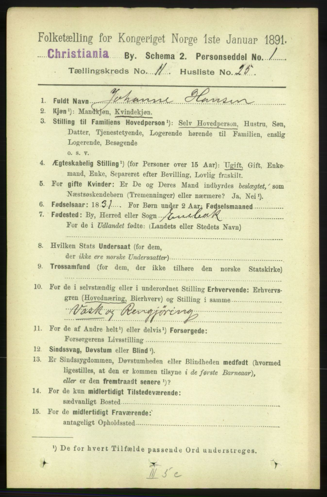 RA, 1891 census for 0301 Kristiania, 1891, p. 5283