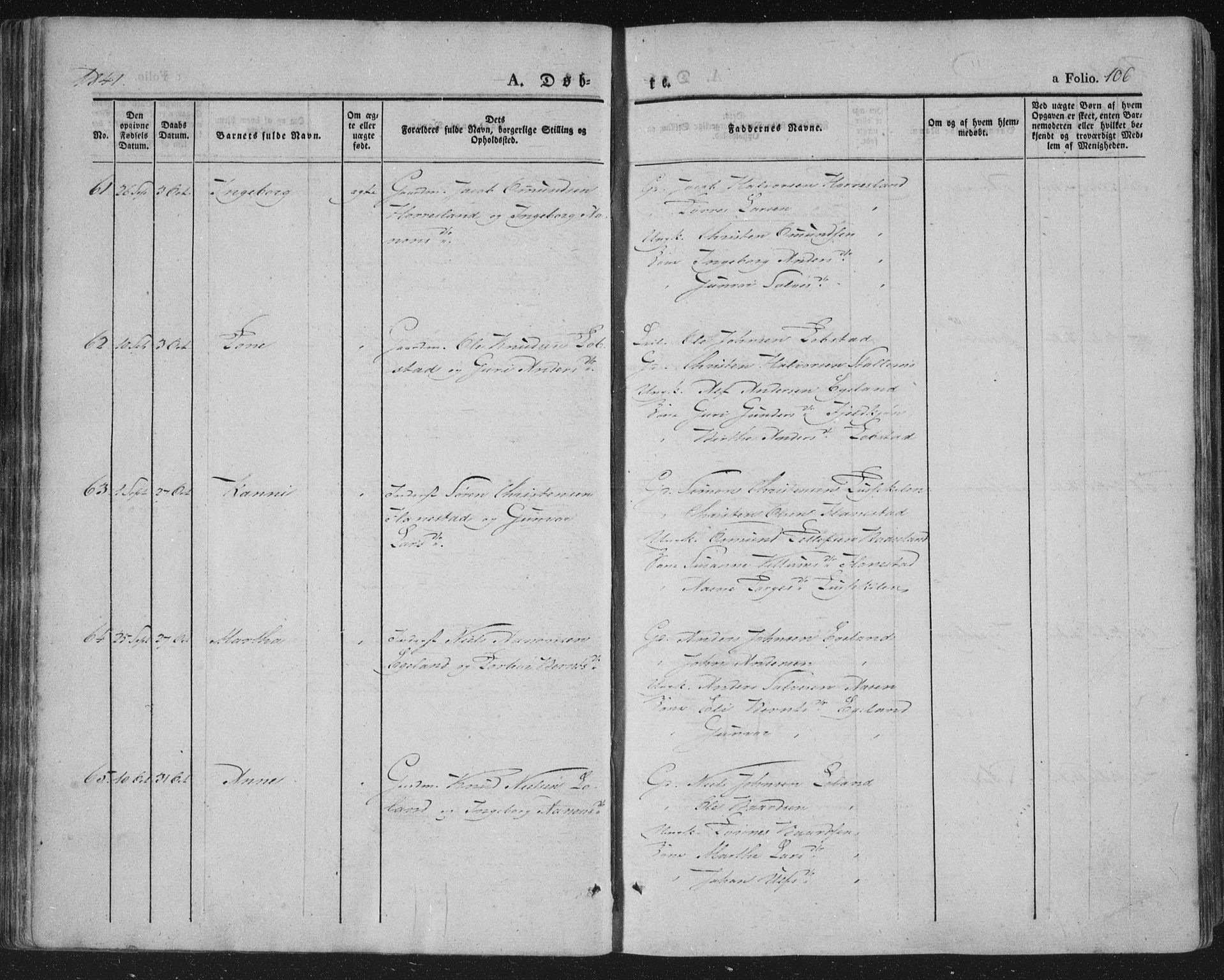 Vennesla sokneprestkontor, AV/SAK-1111-0045/Fa/Fac/L0004: Parish register (official) no. A 4, 1834-1855, p. 106
