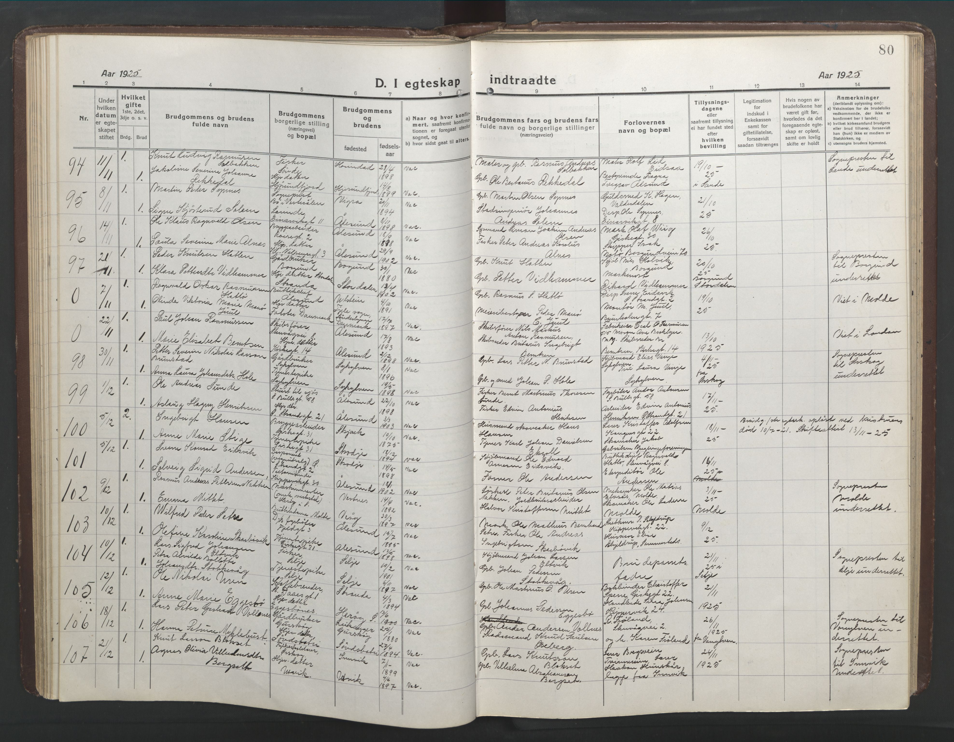 Ministerialprotokoller, klokkerbøker og fødselsregistre - Møre og Romsdal, AV/SAT-A-1454/529/L0473: Parish register (copy) no. 529C10, 1918-1941, p. 80