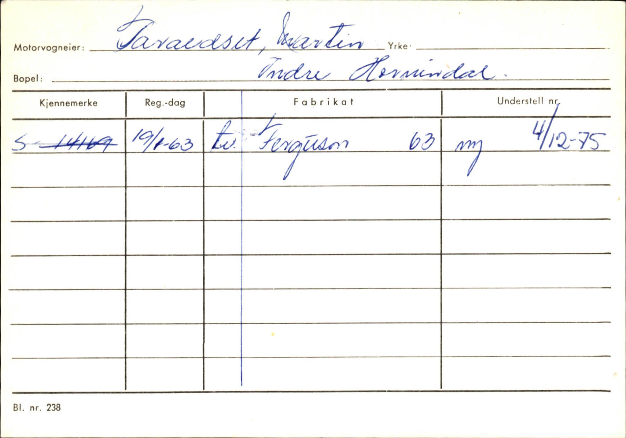 Statens vegvesen, Sogn og Fjordane vegkontor, SAB/A-5301/4/F/L0131: Eigarregister Høyanger P-Å. Stryn S-Å, 1945-1975, p. 1876