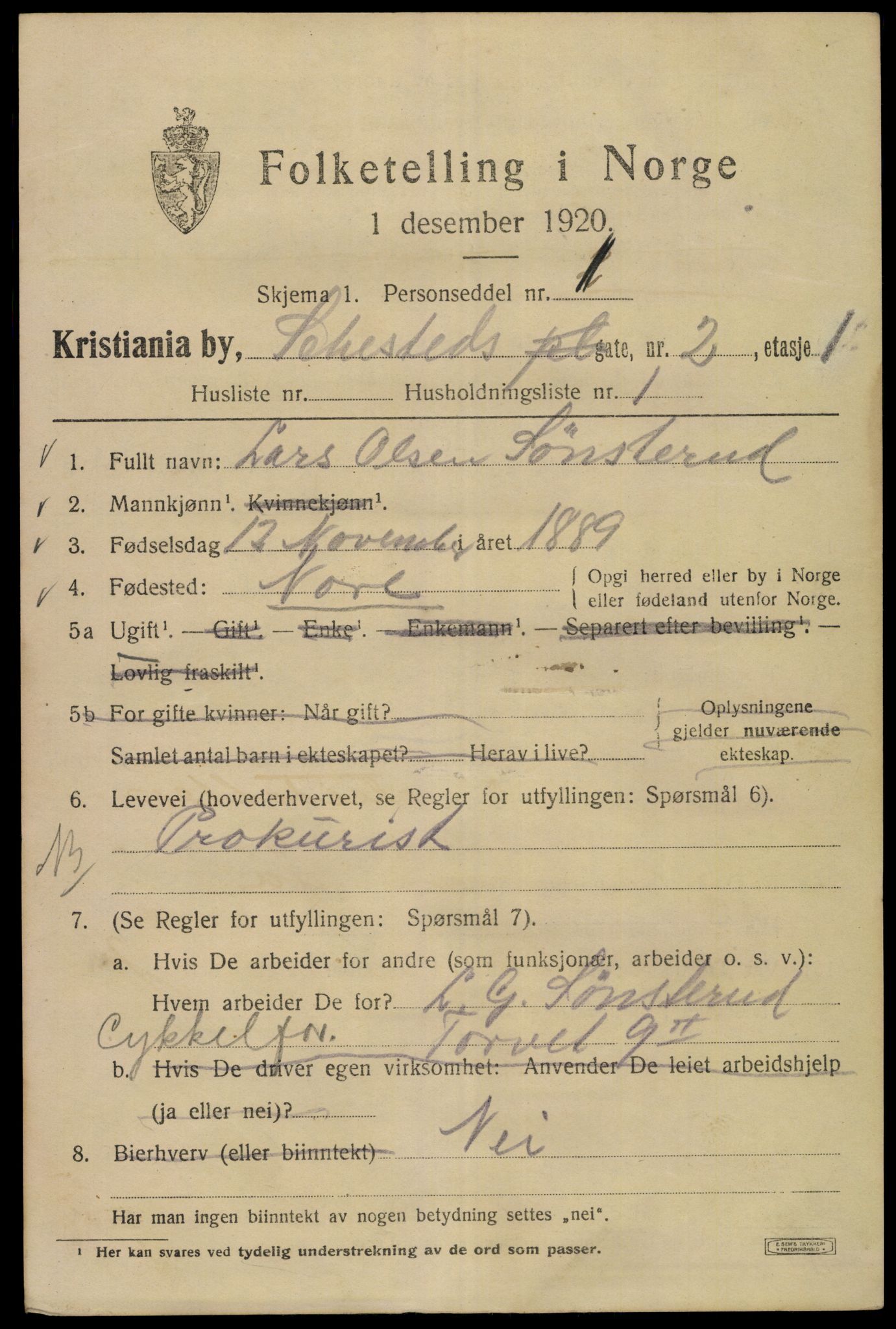 SAO, 1920 census for Kristiania, 1920, p. 505455