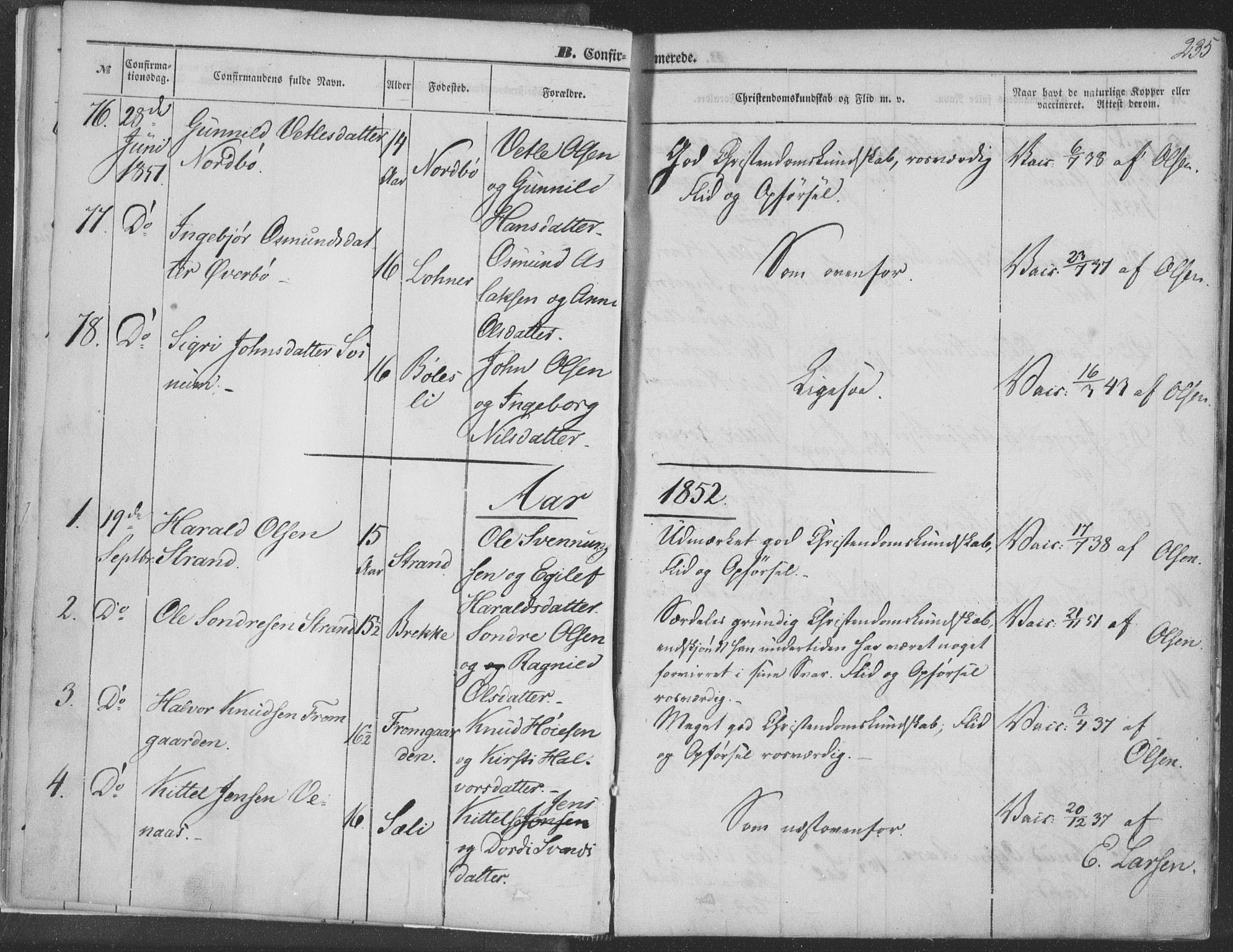 Seljord kirkebøker, AV/SAKO-A-20/F/Fa/L012b: Parish register (official) no. I 12B, 1850-1865, p. 235