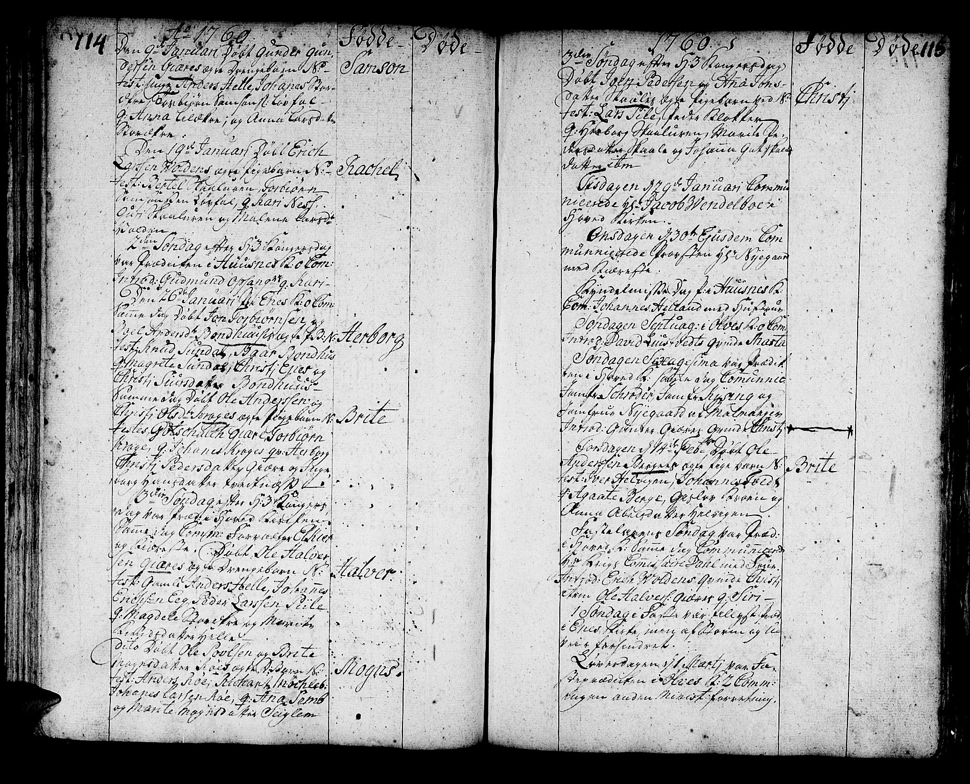 Kvinnherad sokneprestembete, AV/SAB-A-76401/H/Haa: Parish register (official) no. A 3, 1754-1777, p. 114-115