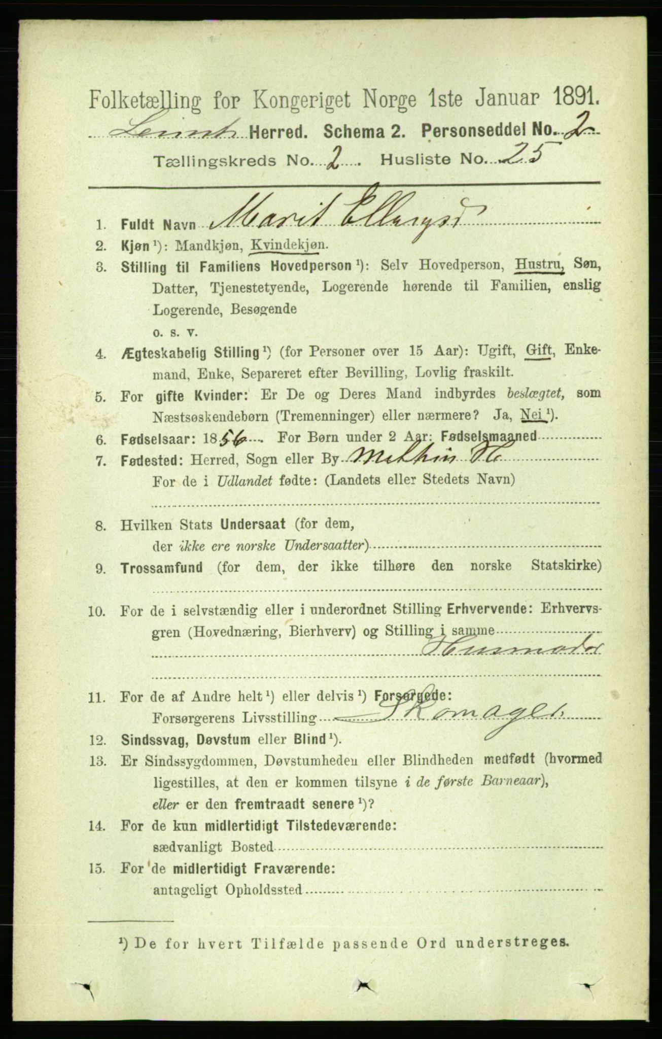 RA, 1891 census for 1654 Leinstrand, 1891, p. 658