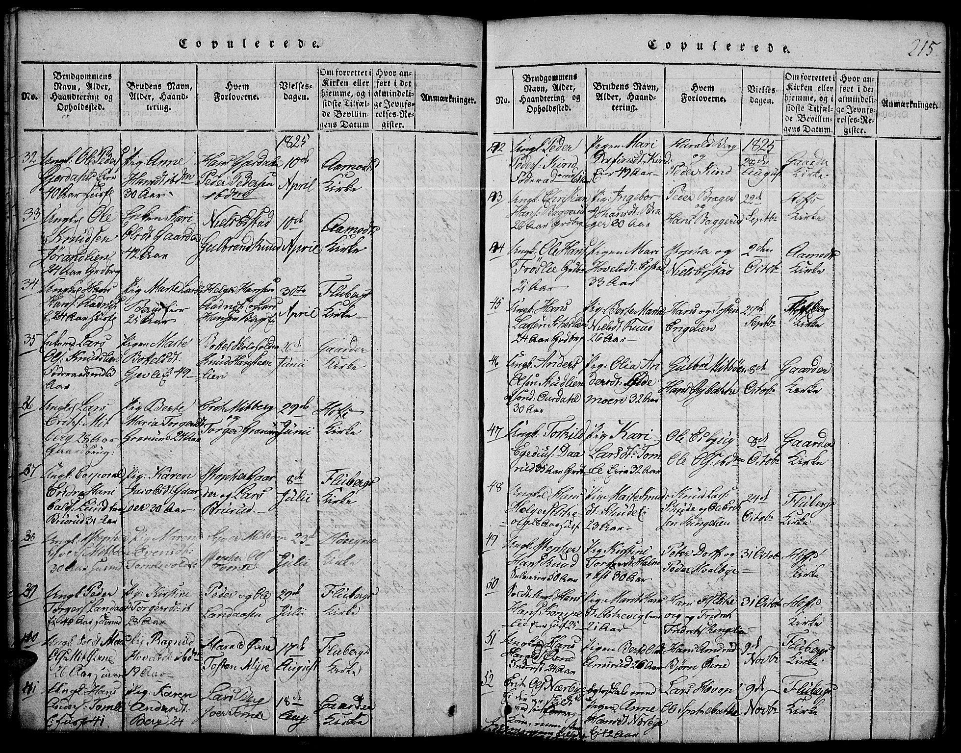 Land prestekontor, SAH/PREST-120/H/Ha/Hab/L0001: Parish register (copy) no. 1, 1814-1833, p. 215