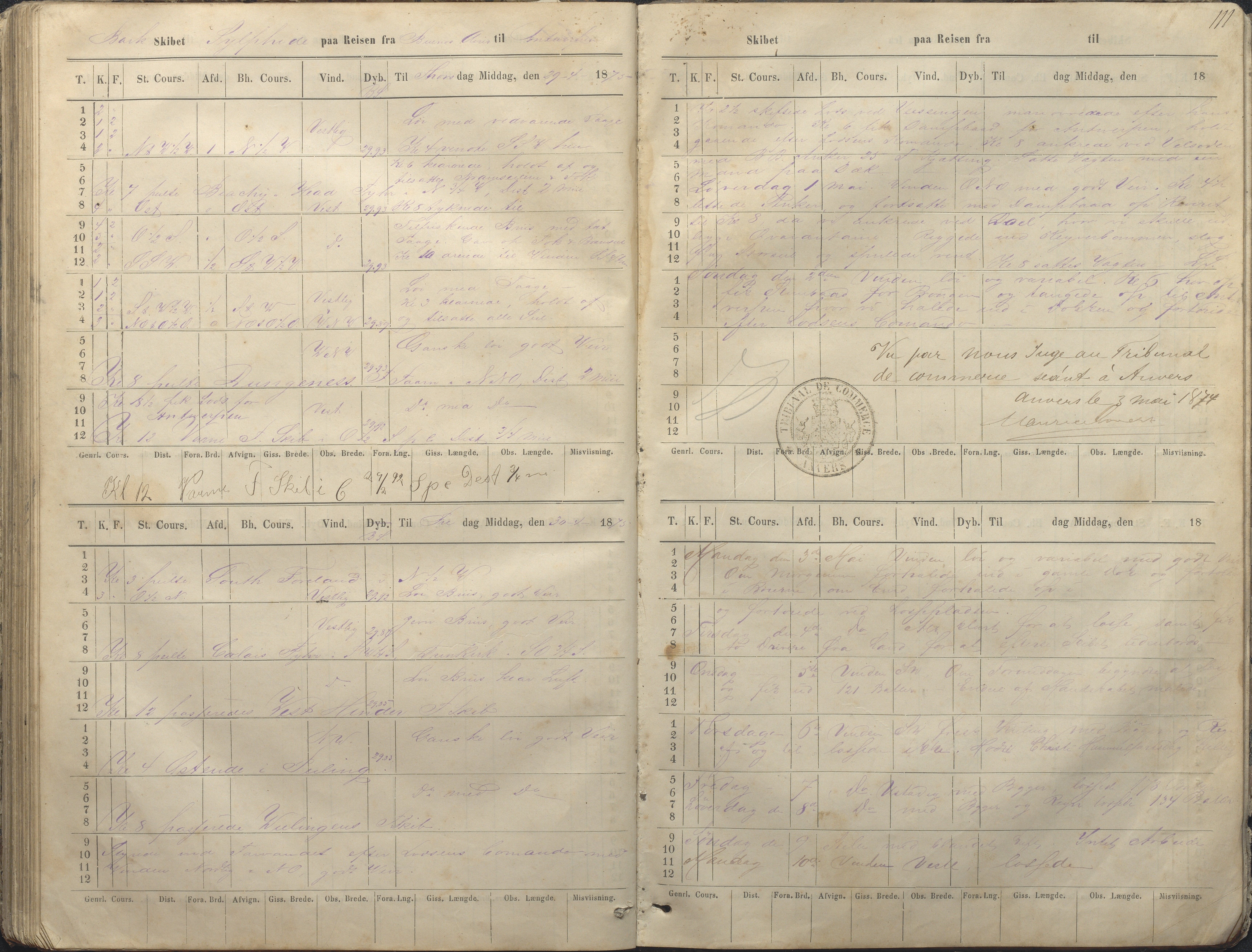 Fartøysarkivet, AAKS/PA-1934/F/L0340/0009: Flere fartøy (se mappenivå) / Sylphide (skip), 1752-1875, p. 111