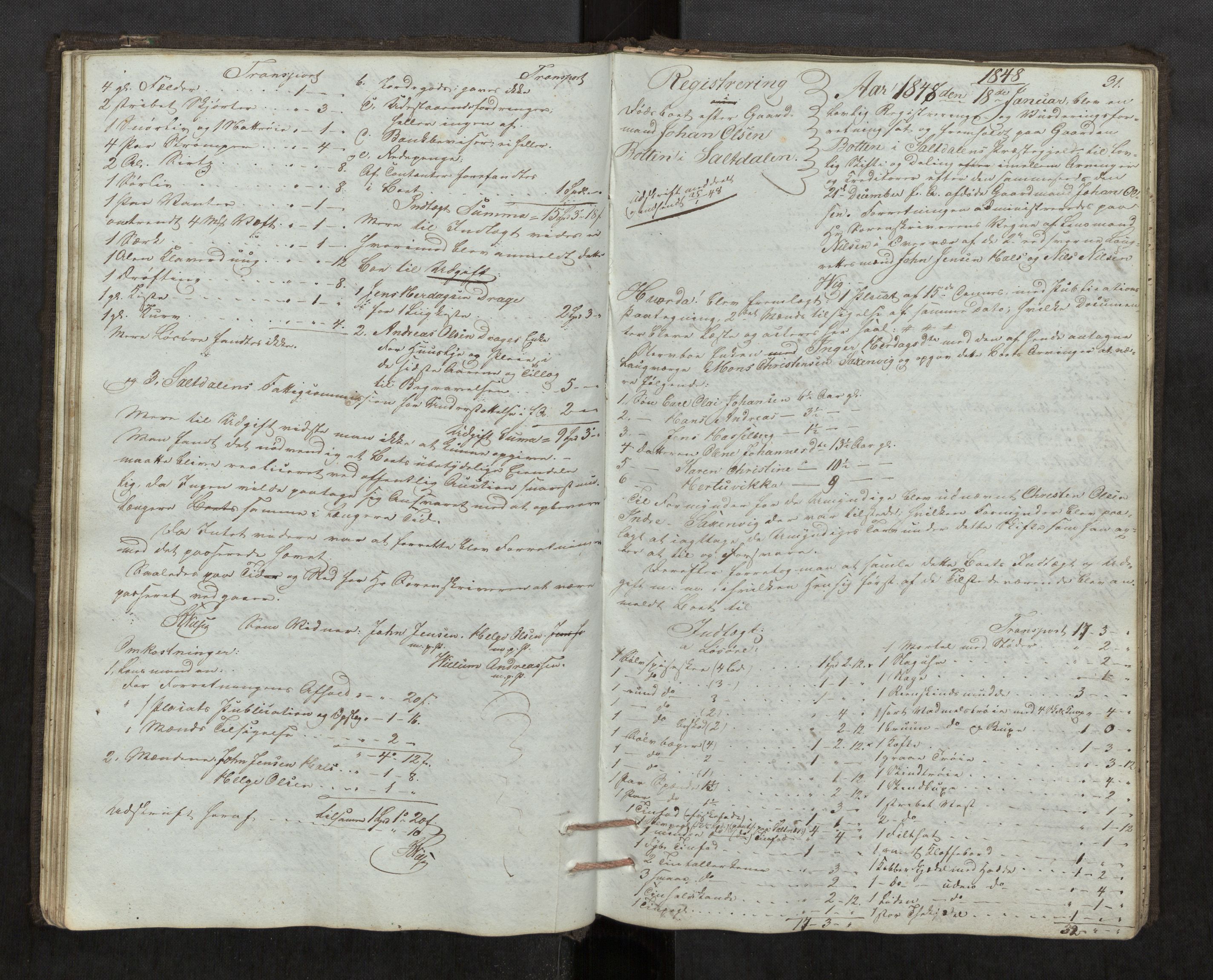 Salten sorenskriveri, AV/SAT-A-4578/1/3/3C/L0001: Skifteregistreringsprotokoll, 1846-1854, p. 31
