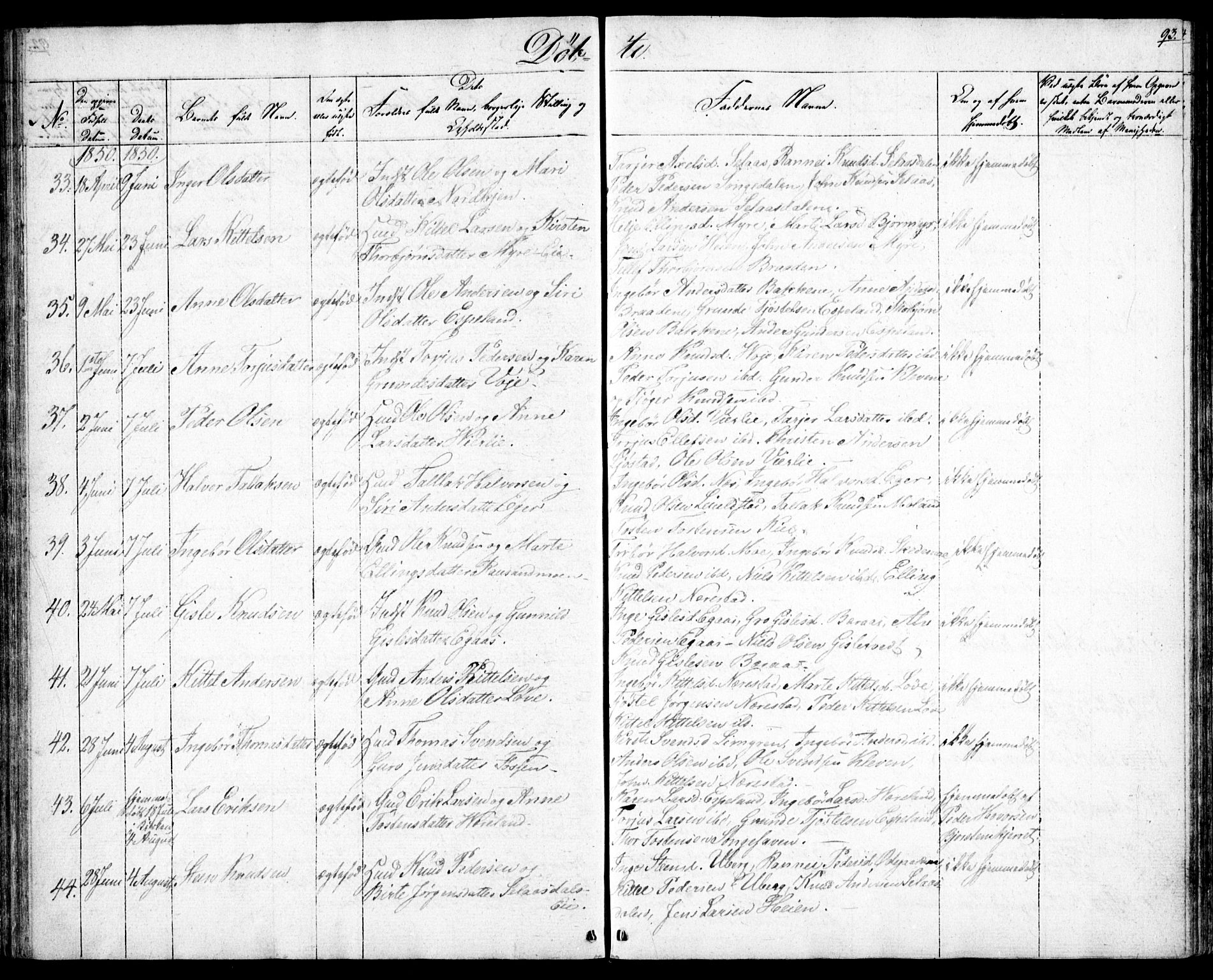 Gjerstad sokneprestkontor, AV/SAK-1111-0014/F/Fb/Fbb/L0002: Parish register (copy) no. B 2, 1831-1862, p. 93