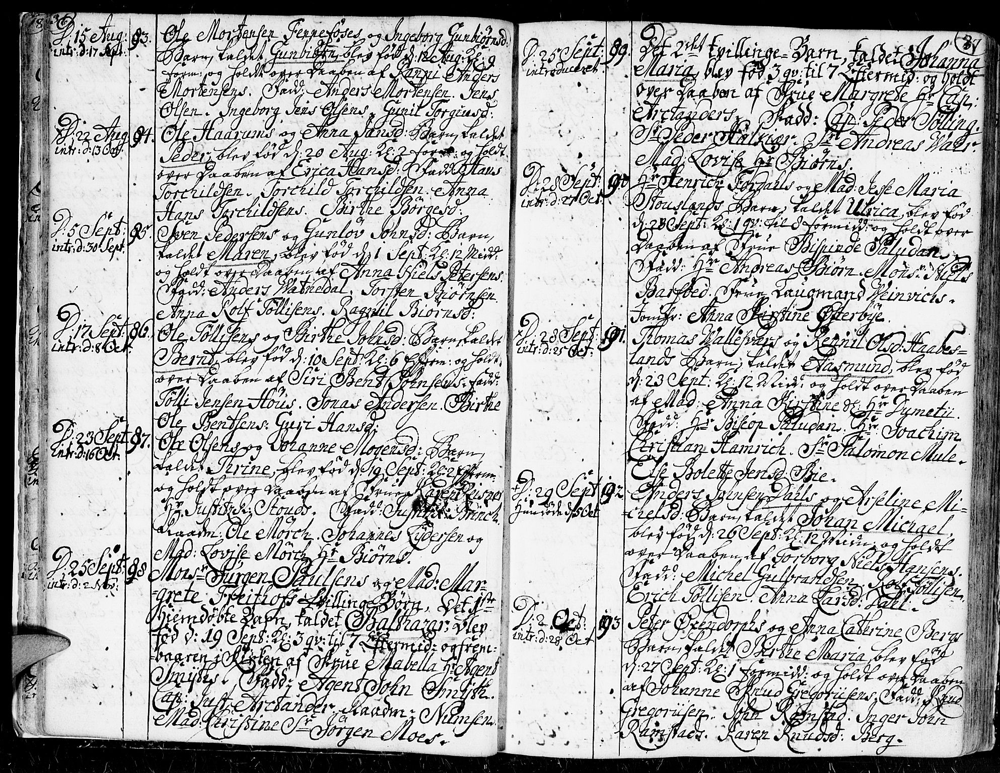 Kristiansand domprosti, SAK/1112-0006/F/Fa/L0002: Parish register (official) no. A 2, 1755-1778, p. 36-37