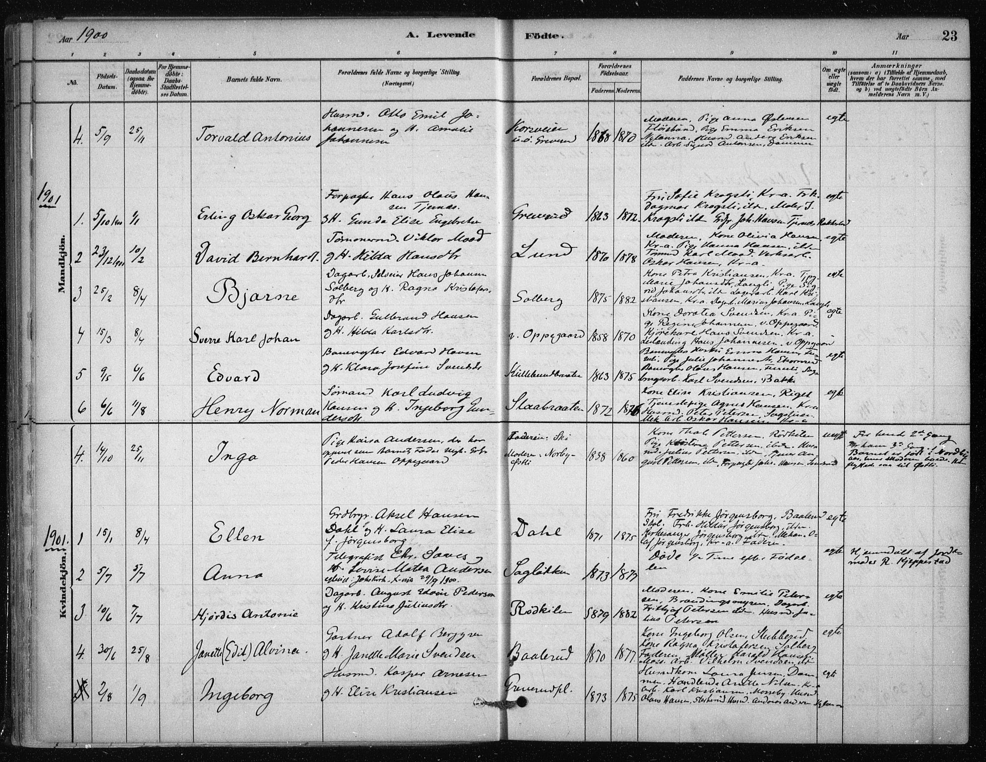 Nesodden prestekontor Kirkebøker, SAO/A-10013/F/Fb/L0001: Parish register (official) no. II 1, 1880-1915, p. 23