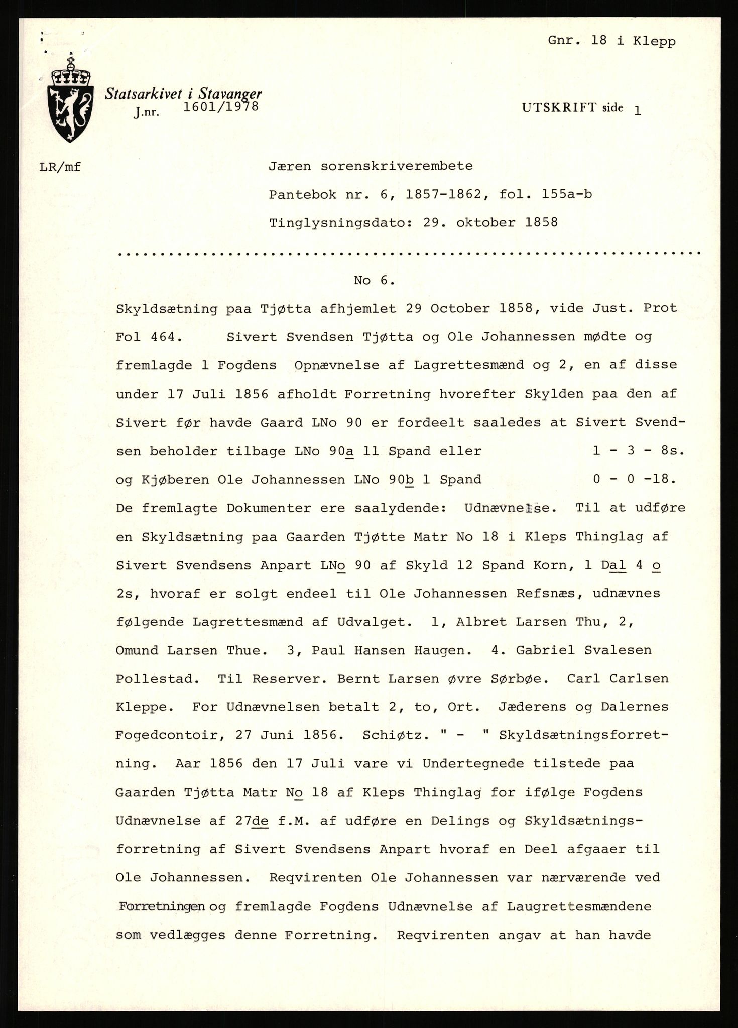 Statsarkivet i Stavanger, AV/SAST-A-101971/03/Y/Yj/L0087: Avskrifter sortert etter gårdsnavn: Tjemsland nordre - Todhammer, 1750-1930, p. 562