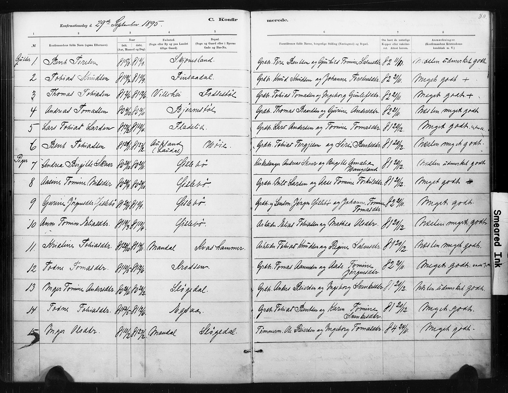 Holum sokneprestkontor, AV/SAK-1111-0022/F/Fa/Fac/L0004: Parish register (official) no. A 4, 1884-1907, p. 80