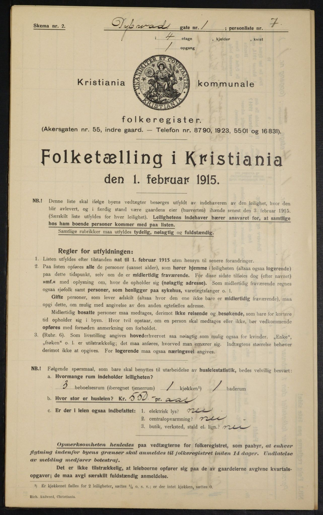 OBA, Municipal Census 1915 for Kristiania, 1915, p. 17441